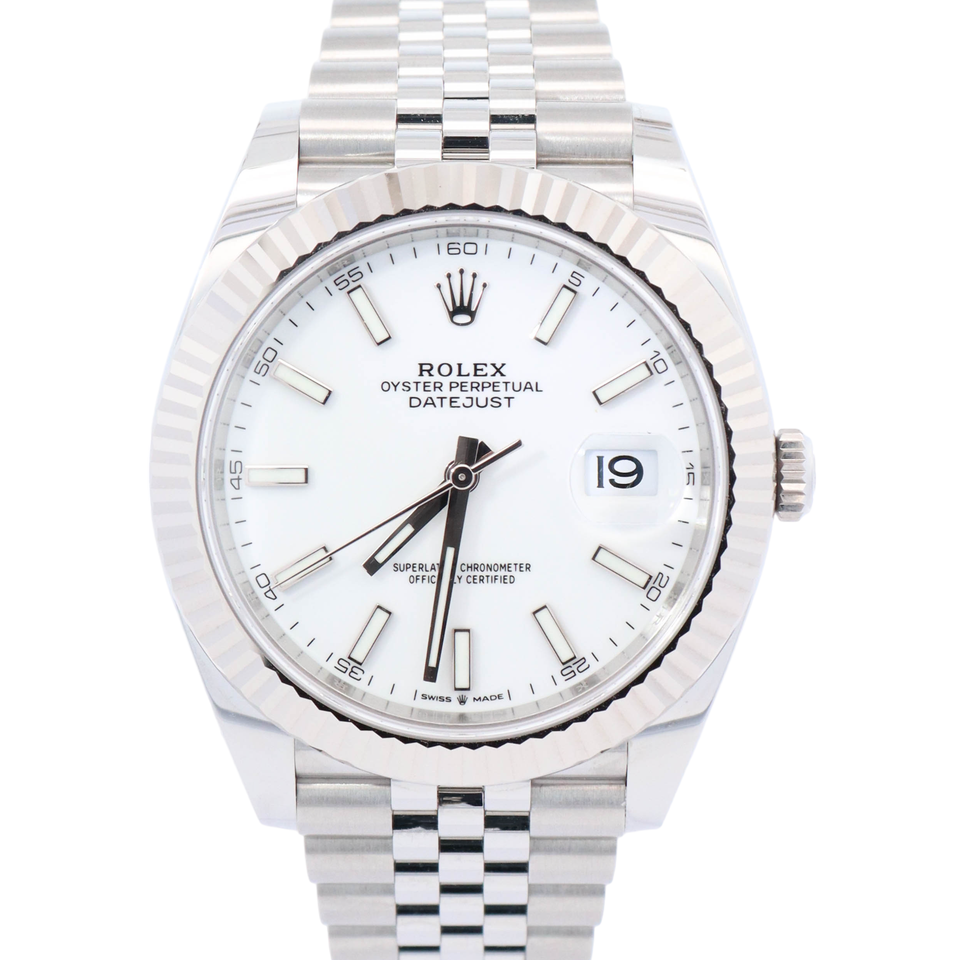 Rolex Datejust Stainless Steel 41mm White Stick Dial Watch Reference# 126334 - Happy Jewelers Fine Jewelry Lifetime Warranty