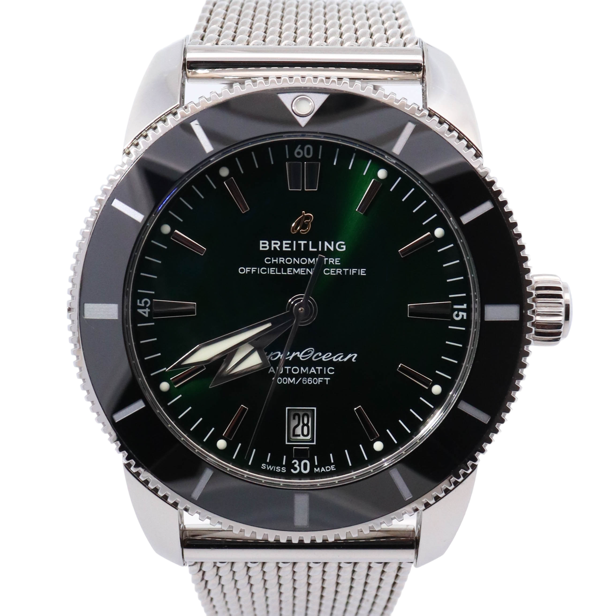 Breitling Superocean Heritage Stainless Steel 42 Green Stick Dial Watch Reference# AB2010121L1A1 - Happy Jewelers Fine Jewelry Lifetime Warranty