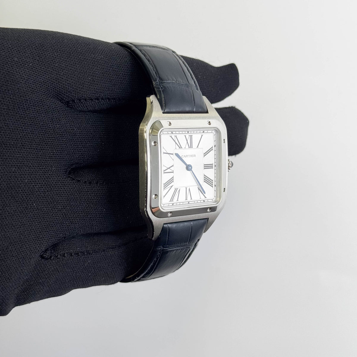 Cartier Santos Dumont XL 46.6mm x 33.9 Silver Roman Dial Watch Ref# WSSA0032