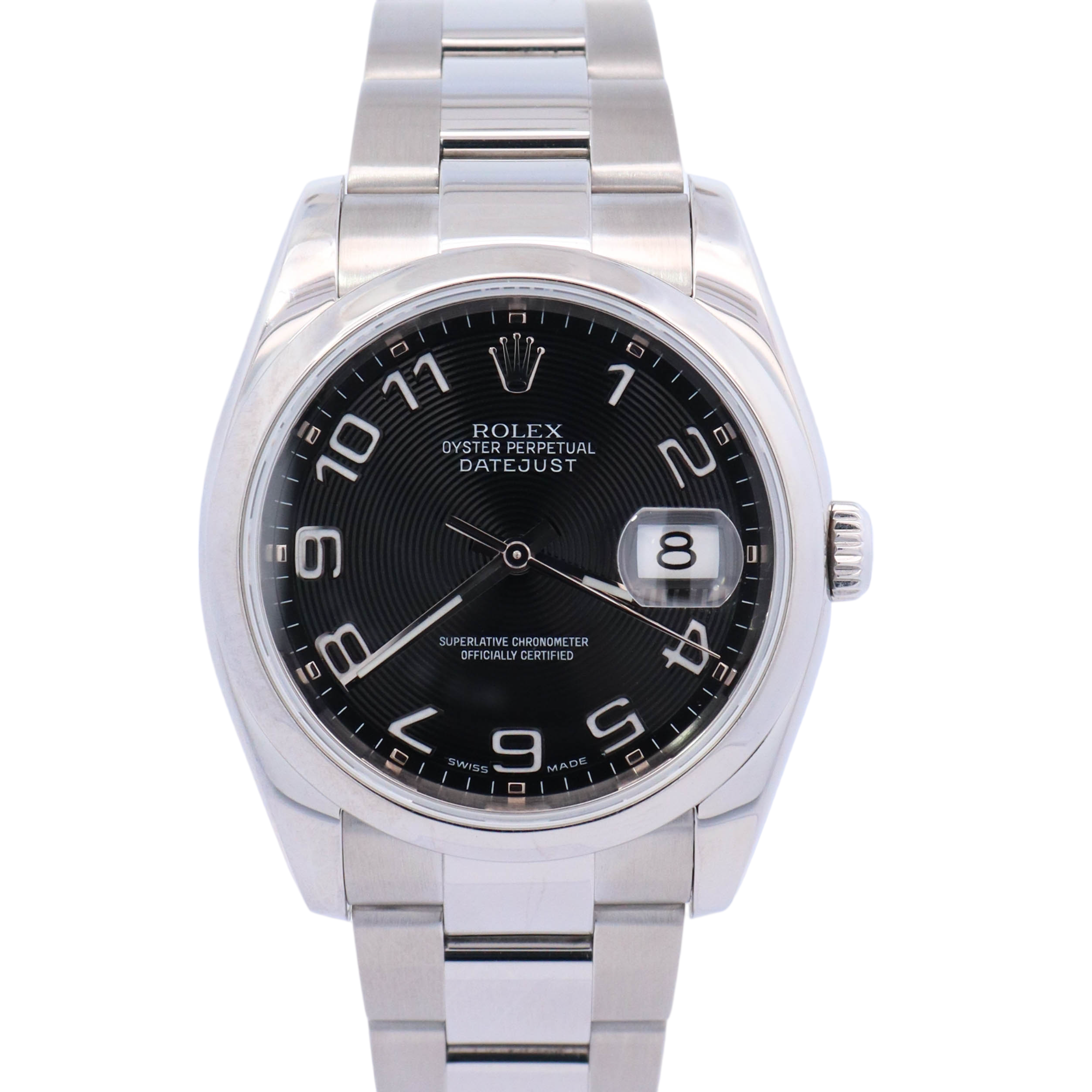 Rolex Datejust Stainless Steel 36mm Black Roman Dial Watch Reference#: 116200 - Happy Jewelers Fine Jewelry Lifetime Warranty