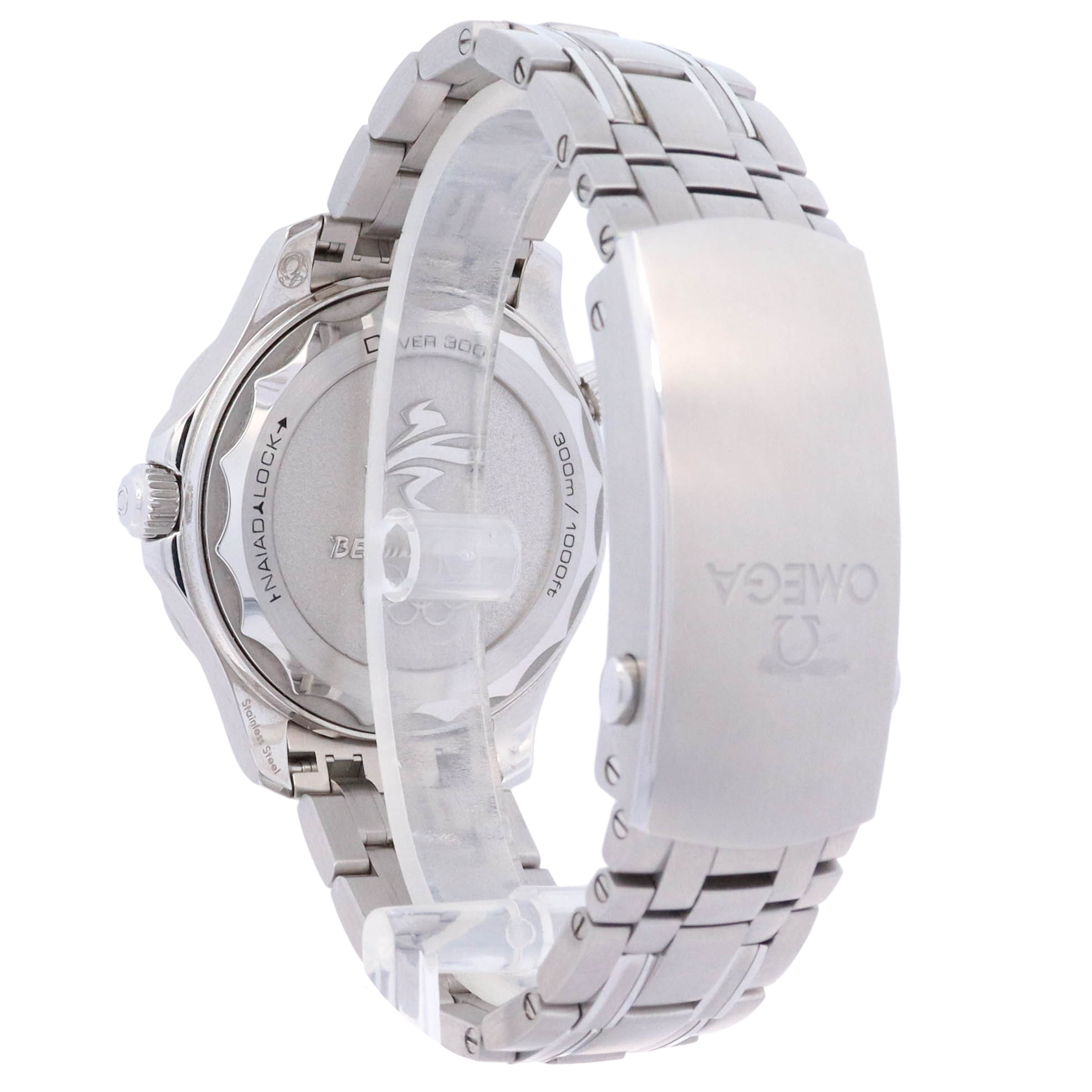 Omega Seamaster "Bejing 2022" 42mm Stainless Steel Blue Wave Dot Dial Watch Reference# 522.30.42.20.03.001 - Happy Jewelers Fine Jewelry Lifetime Warranty