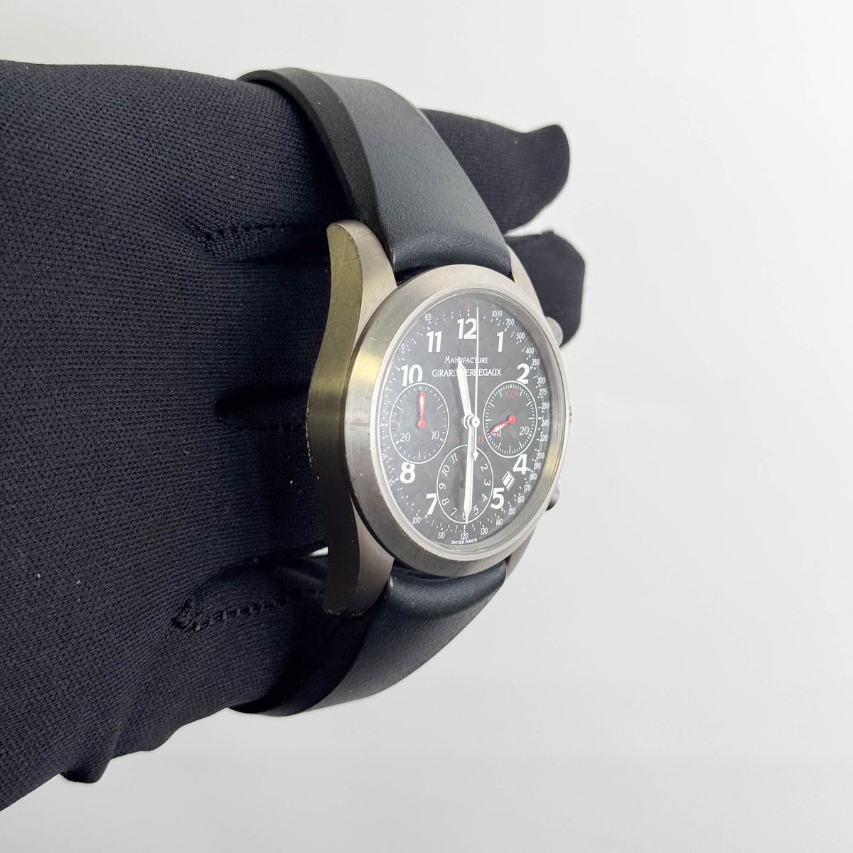 Girard-Perregaux Ferrari "F1 048" Chronograph Titanium 40mm Black Chronograph Dial Watch Titanium Bezel Black Rubber Strap