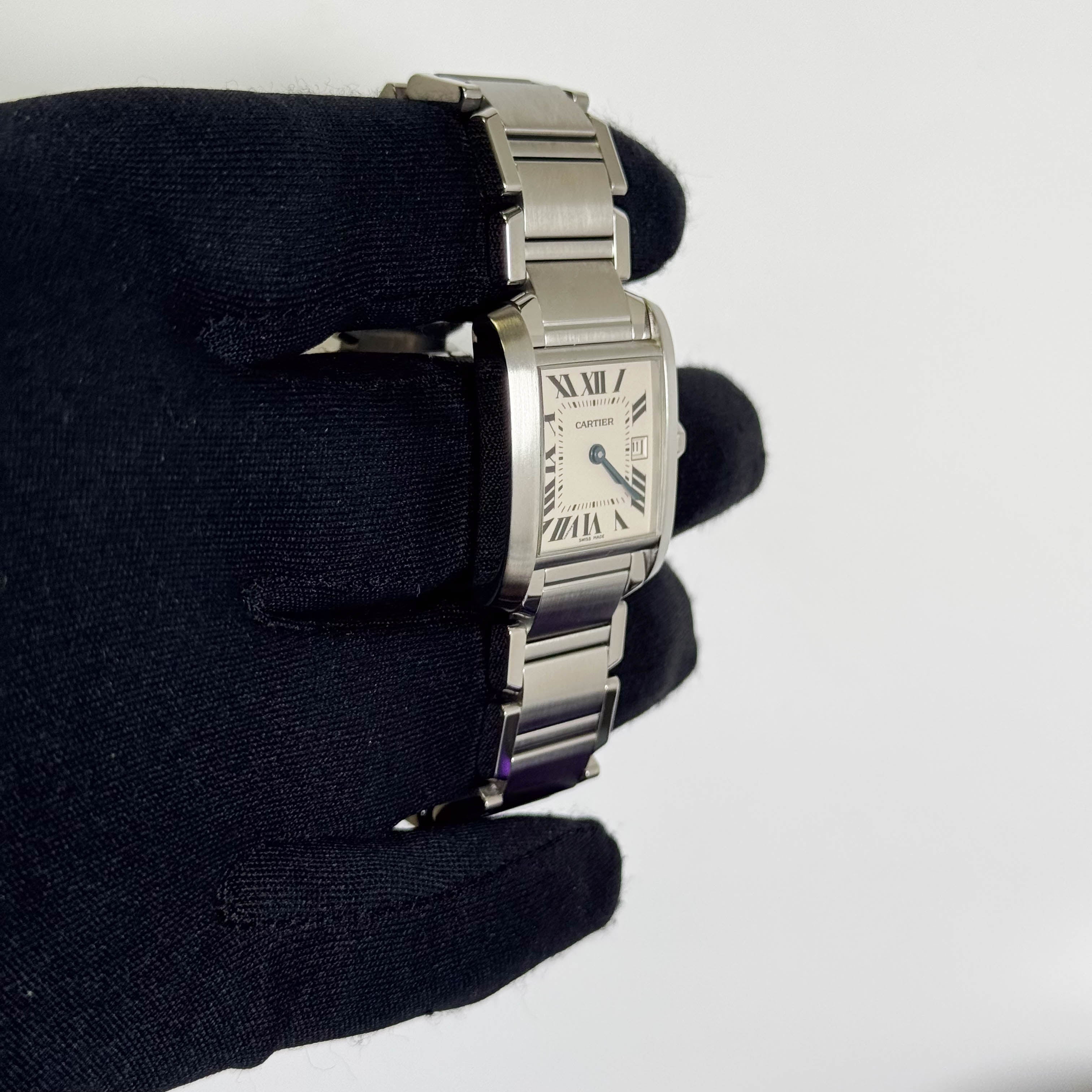 Cartier Tank Stainless Steel 25mm White/Ivory Dial Watch Ref# W51011Q3 - Happy Jewelers Fine Jewelry Lifetime Warranty