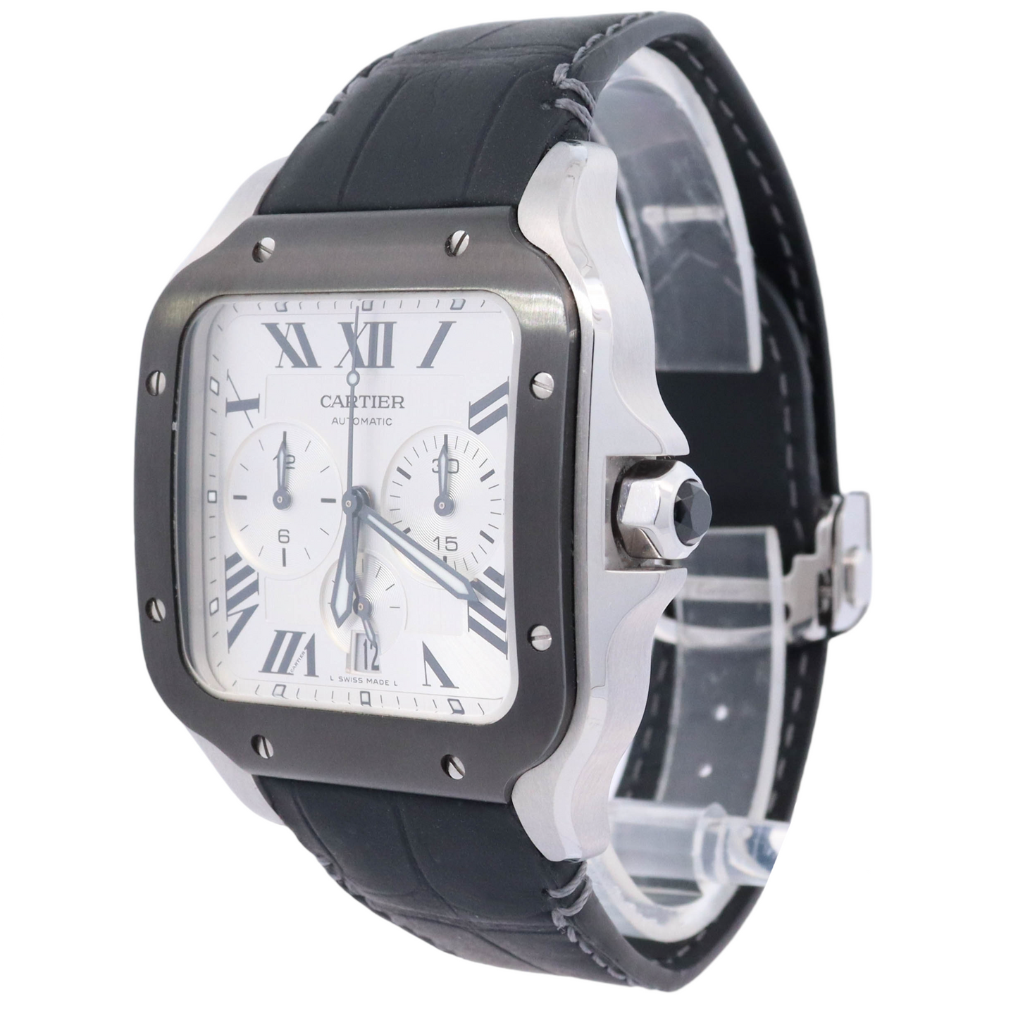 Cartier Santos XL 43.3mm Stainless Steel White Roman Watch Reference# WSSA0017 - Happy Jewelers Fine Jewelry Lifetime Warranty