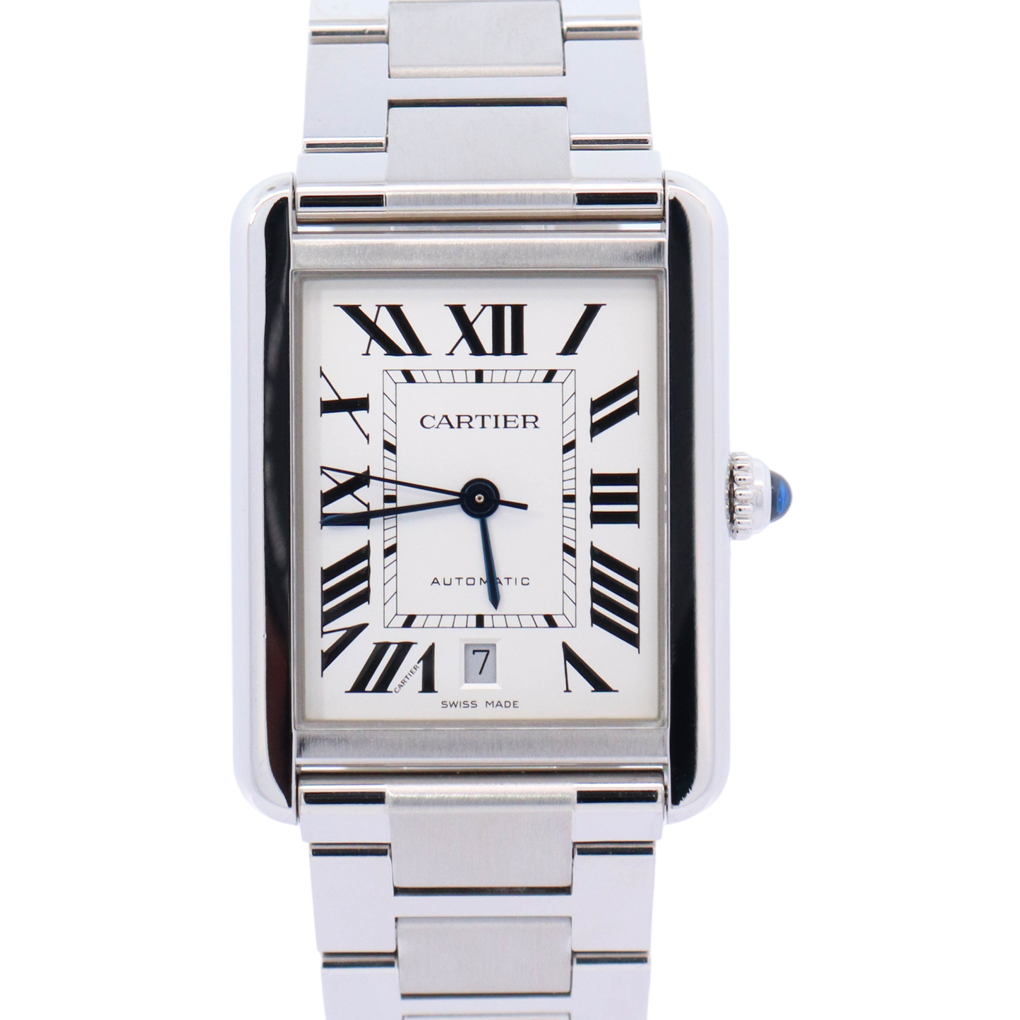 Cartier Tank Anglaise 40.85x31mm Stainless Steel White Roman Dial Watch Reference# W5200028 - Happy Jewelers Fine Jewelry Lifetime Warranty