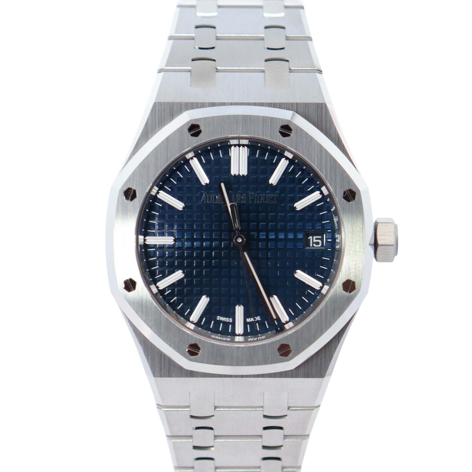 Audemars Piguet Royal Oak 37mm Blue Dial Watch Ref# 15550ST.OO.1356ST.06 - Happy Jewelers Fine Jewelry Lifetime Warranty