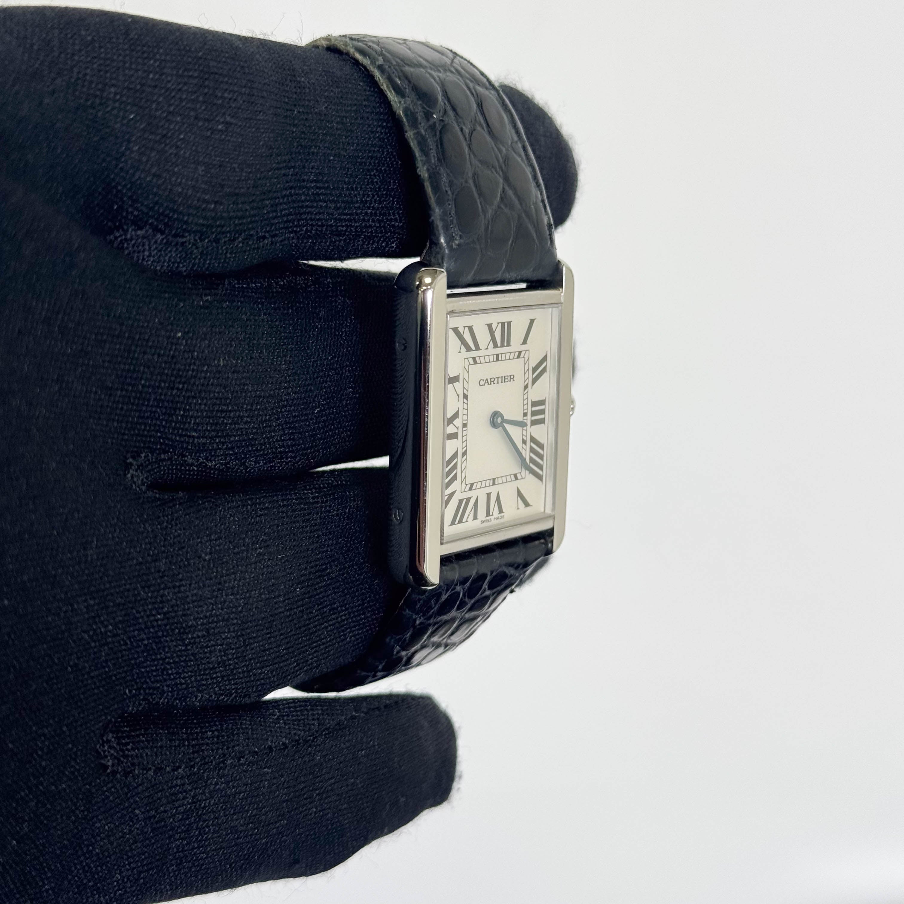 Cartier Tank Solo Stainless Steel 35mm Silver Dial Watch Ref# W1018355 - Happy Jewelers Fine Jewelry Lifetime Warranty