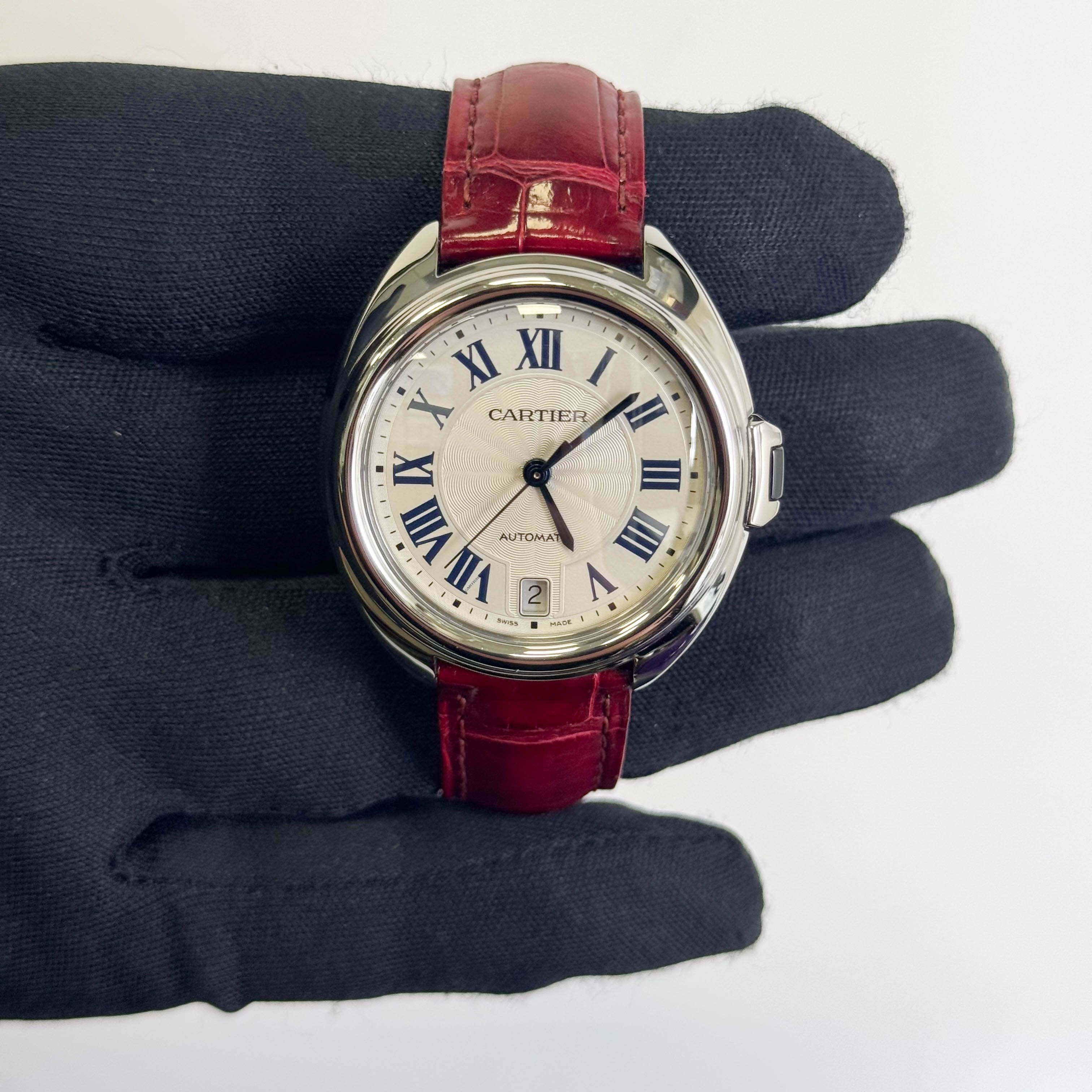 Cartier Cle De Stainless Steel 35mm White Dial Watch Ref# WSCL0017 - Happy Jewelers Fine Jewelry Lifetime Warranty