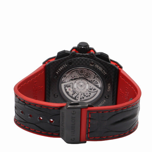 Hublot Men's Big Bang King Power Unico Carbon 48mm Red Skeleton Chronograph Dial Watch Reference# 701.QX.0113.HR - Happy Jewelers Fine Jewelry Lifetime Warranty