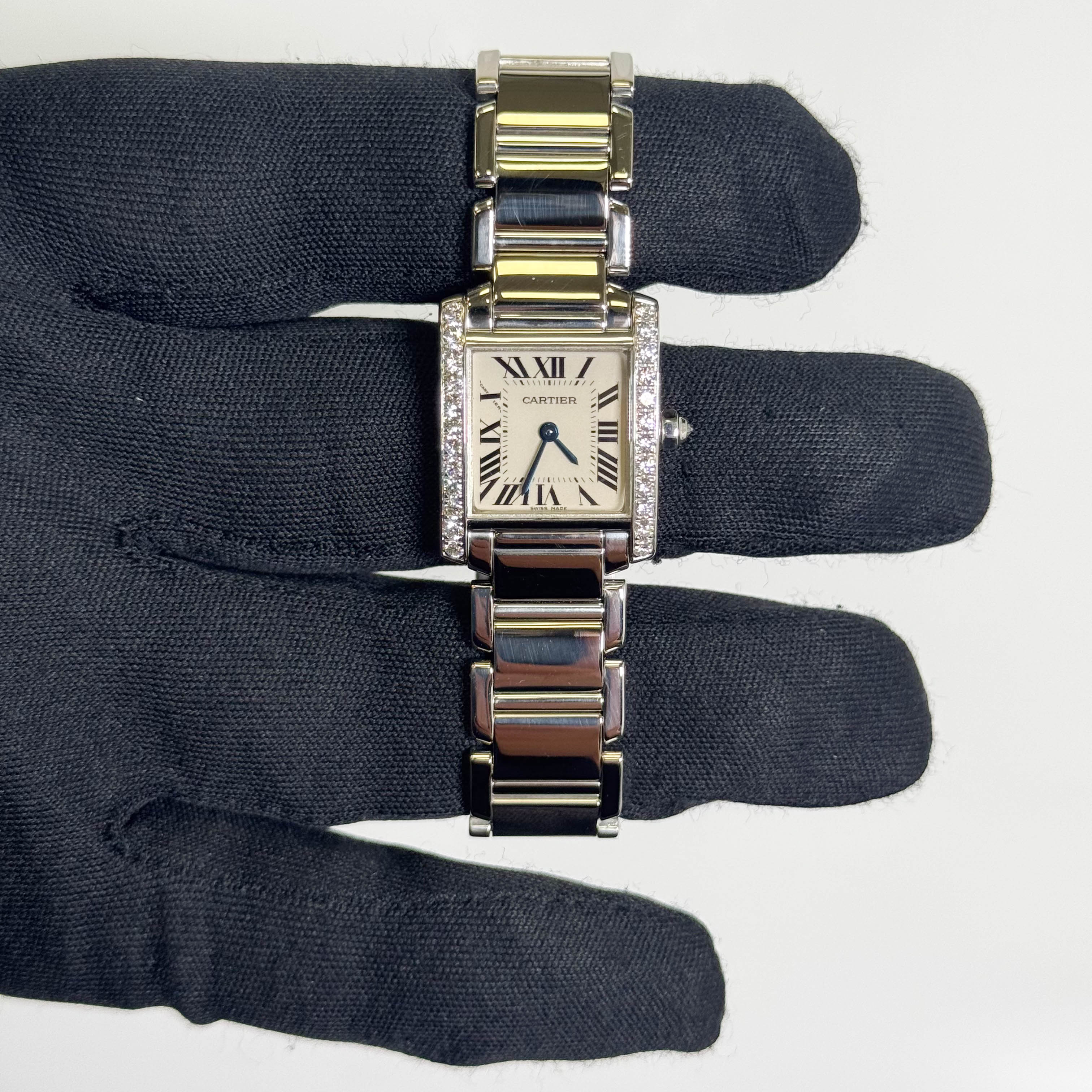 Cartier Tank Francaise White Gold 20mm White Dial Watch Ref# WE100253 - Happy Jewelers Fine Jewelry Lifetime Warranty