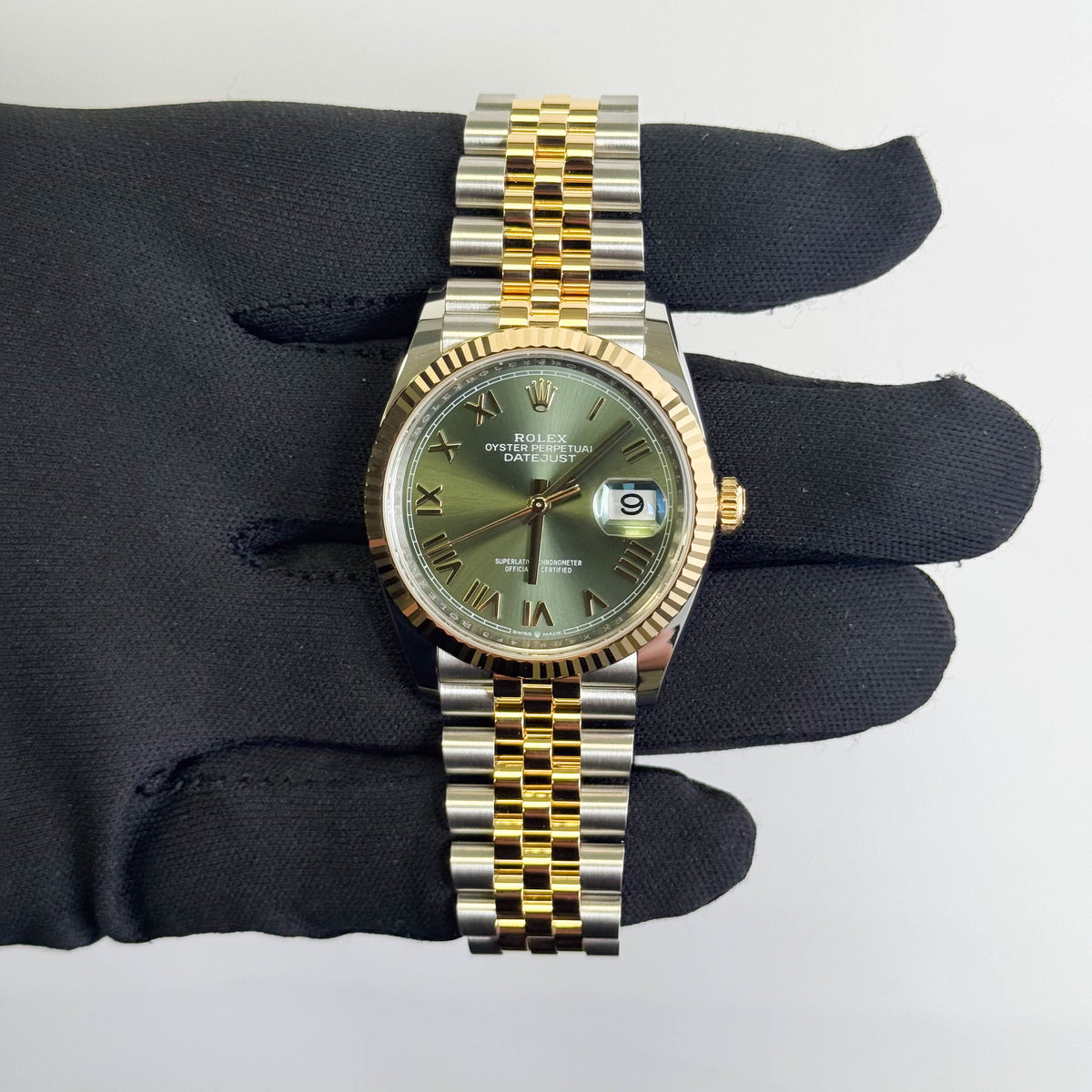 Rolex Datejust 36mm Green Roman Dial Watch Ref# 126233