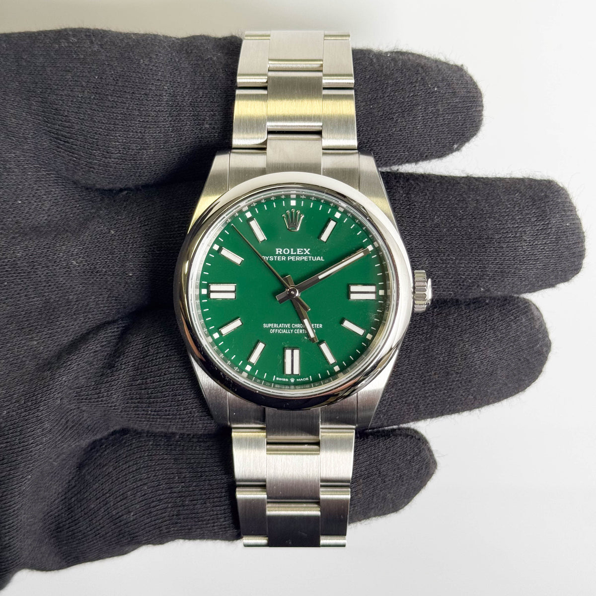 Rolex Oyster Perpetual 41mm Green Dial Watch Ref# 134300