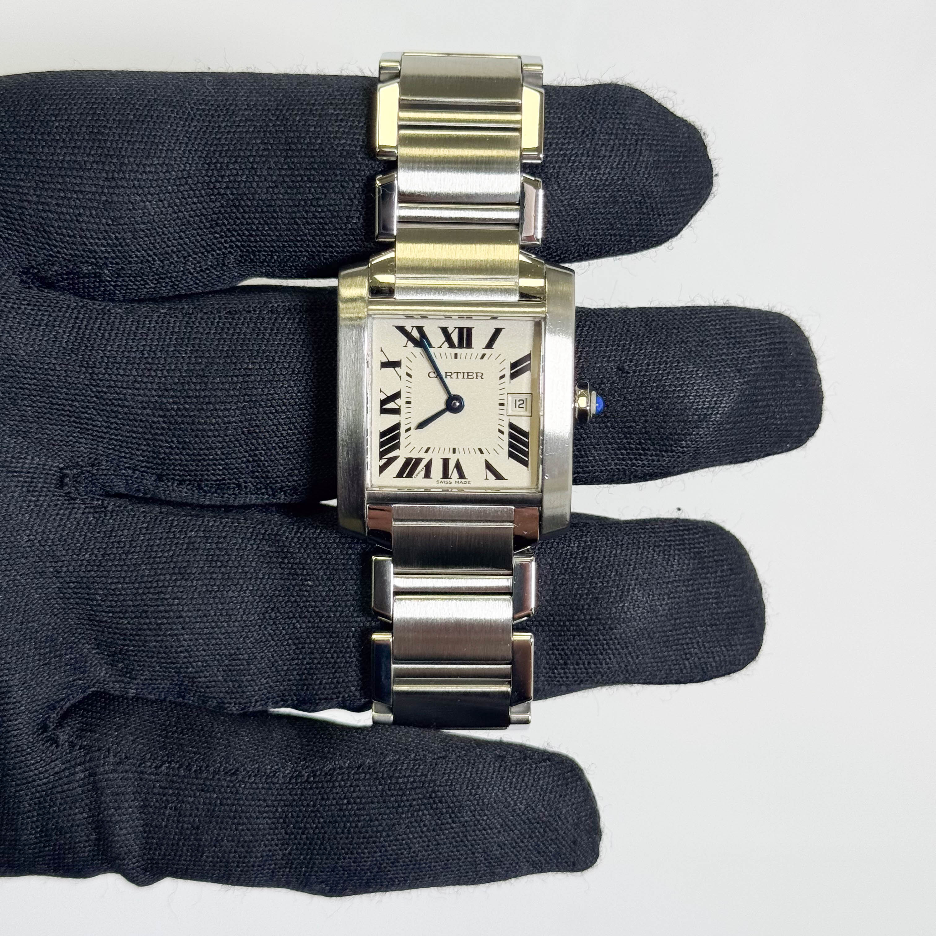Cartier Tank Stainless Steel 25mm White/Ivory Dial Watch Ref# W51011Q3 - Happy Jewelers Fine Jewelry Lifetime Warranty