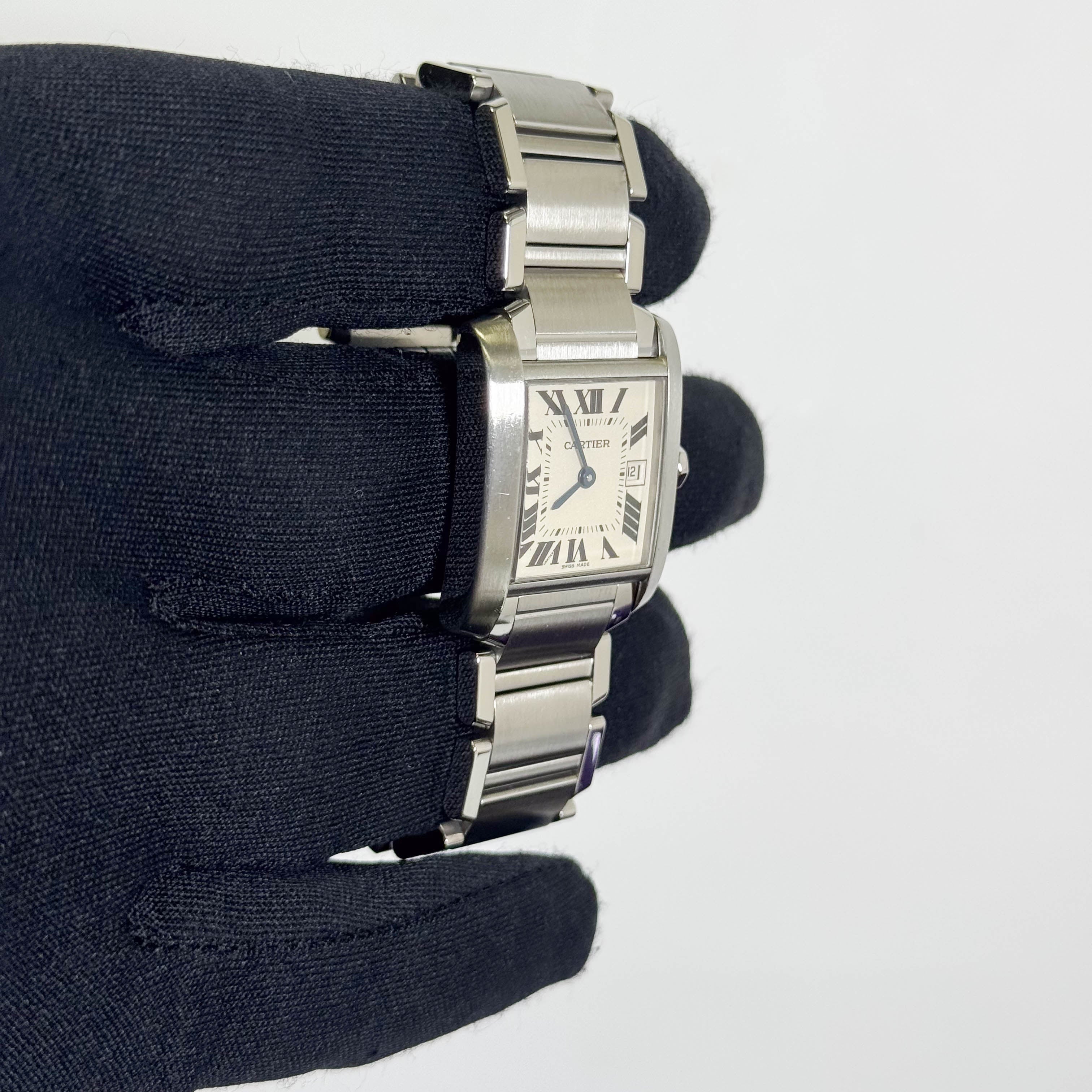 Cartier Tank Stainless Steel 25mm White/Ivory Dial Watch Ref# W51011Q3 - Happy Jewelers Fine Jewelry Lifetime Warranty