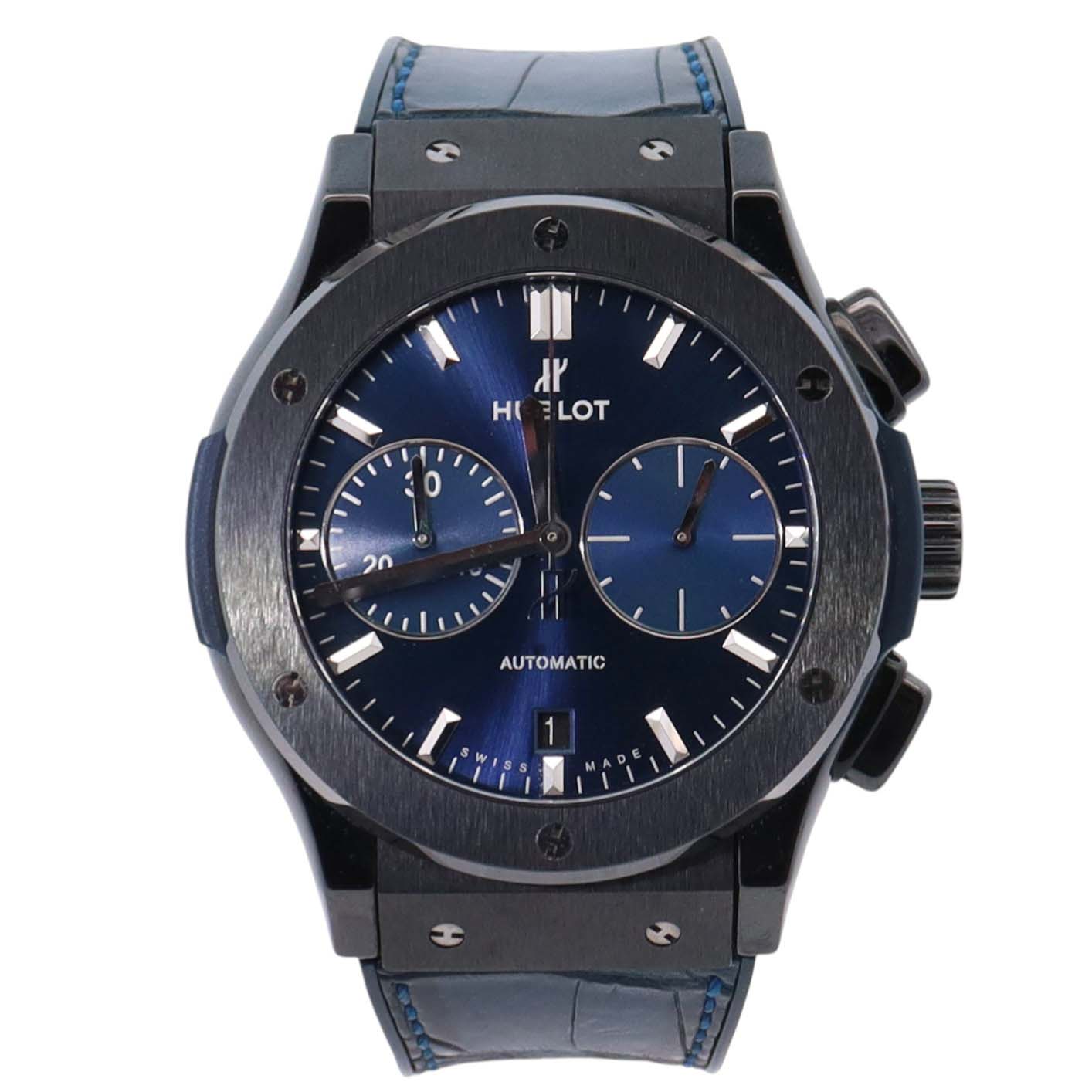 Hublot Classic 42mm Blue Dial Watch Ref# 541.CM.7170.RX - Happy Jewelers Fine Jewelry Lifetime Warranty