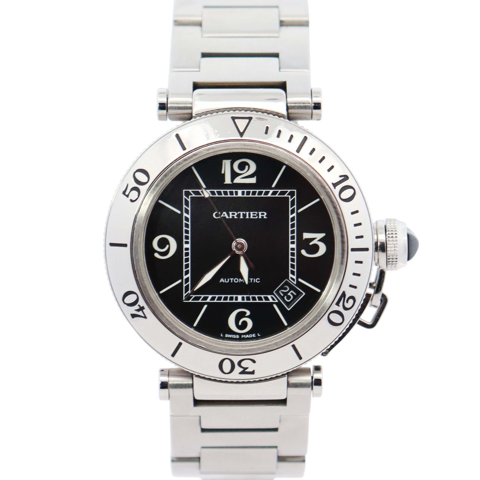 Cartier Pasha 40.5mm Black Dial Watch Ref# W31077M7 - Happy Jewelers Fine Jewelry Lifetime Warranty