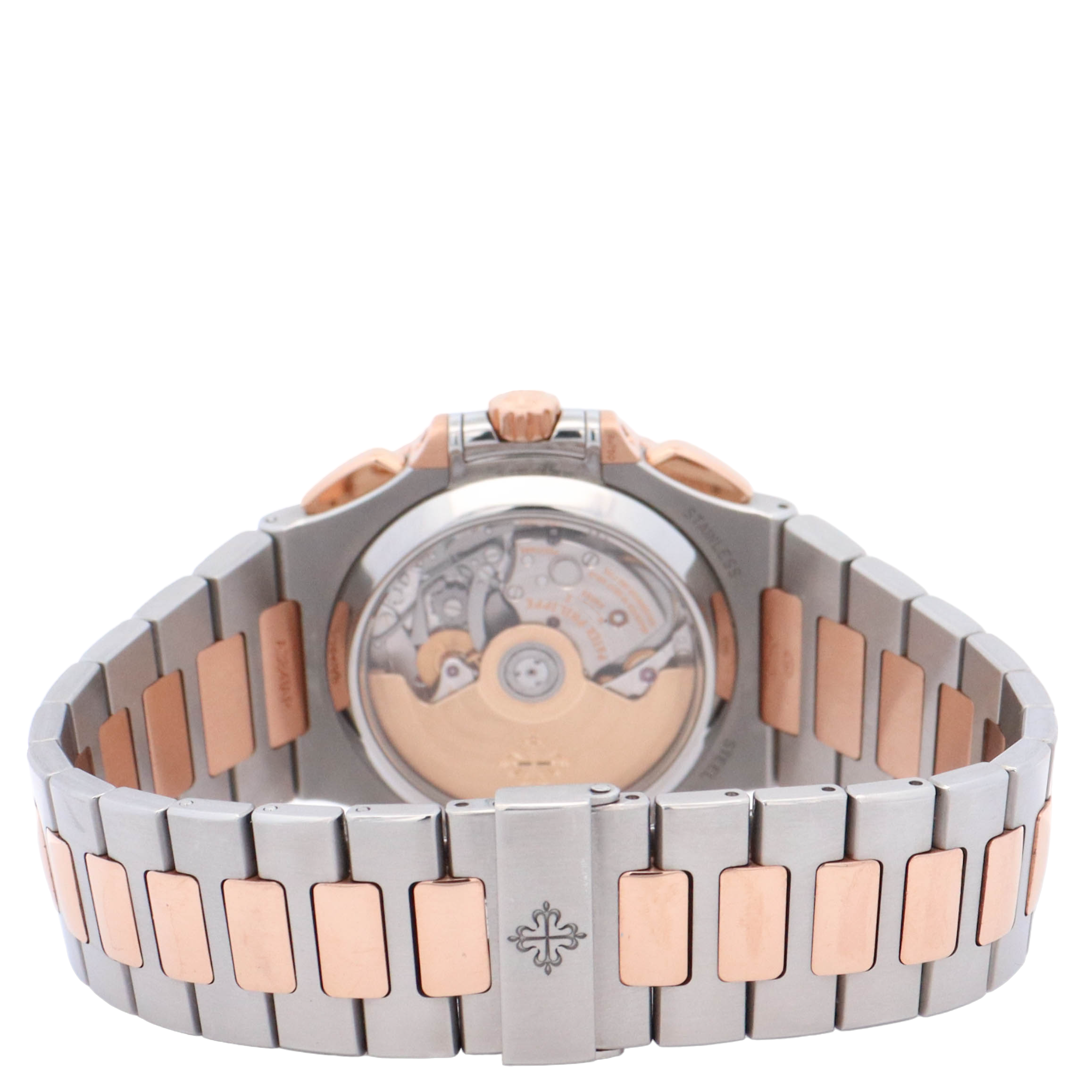 Patek Philippe Nautilus 40mm Rose Gold & Stainless Steel Blue Gradient Stick Dial Watch Reference# 5980/1AR - Happy Jewelers Fine Jewelry Lifetime Warranty