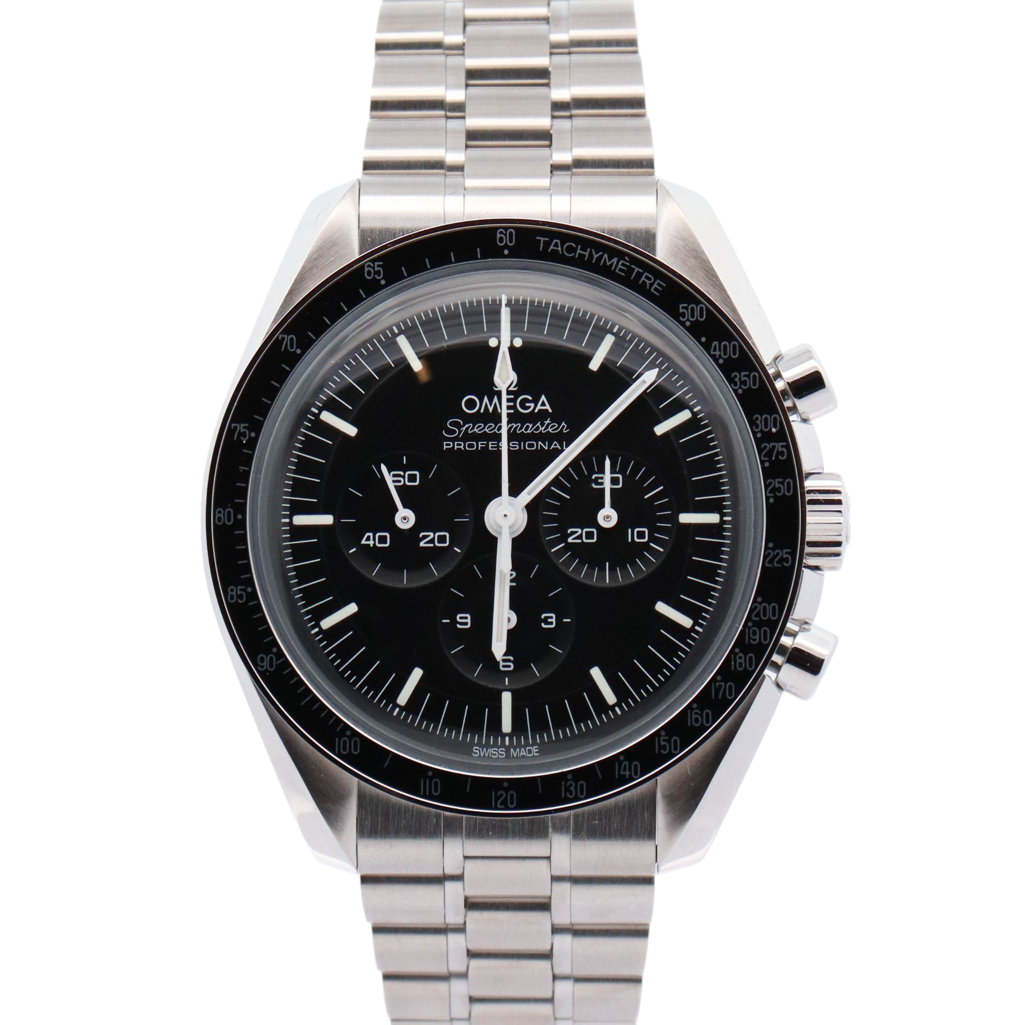 Omega Speedmaster 42mm Stainless Steel Black Chronograph Dial Watch Reference# 310.30.42.50.01.001 - Happy Jewelers Fine Jewelry Lifetime Warranty