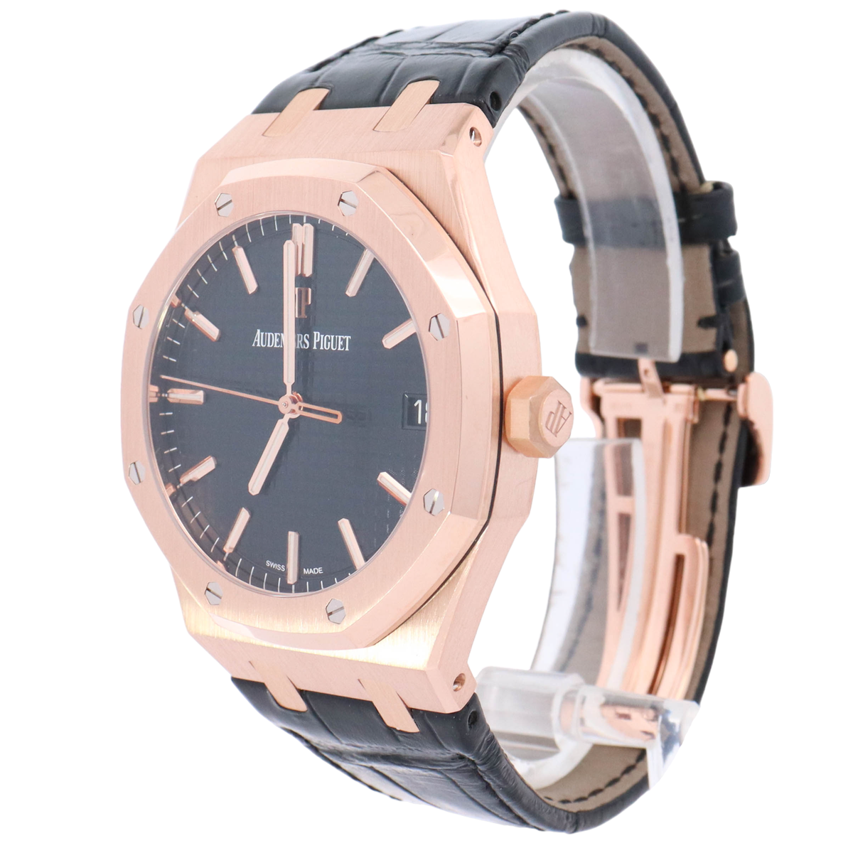 Audemars Piguet Royal Oak 41mm Rose Gold Black Stick Dial Watch