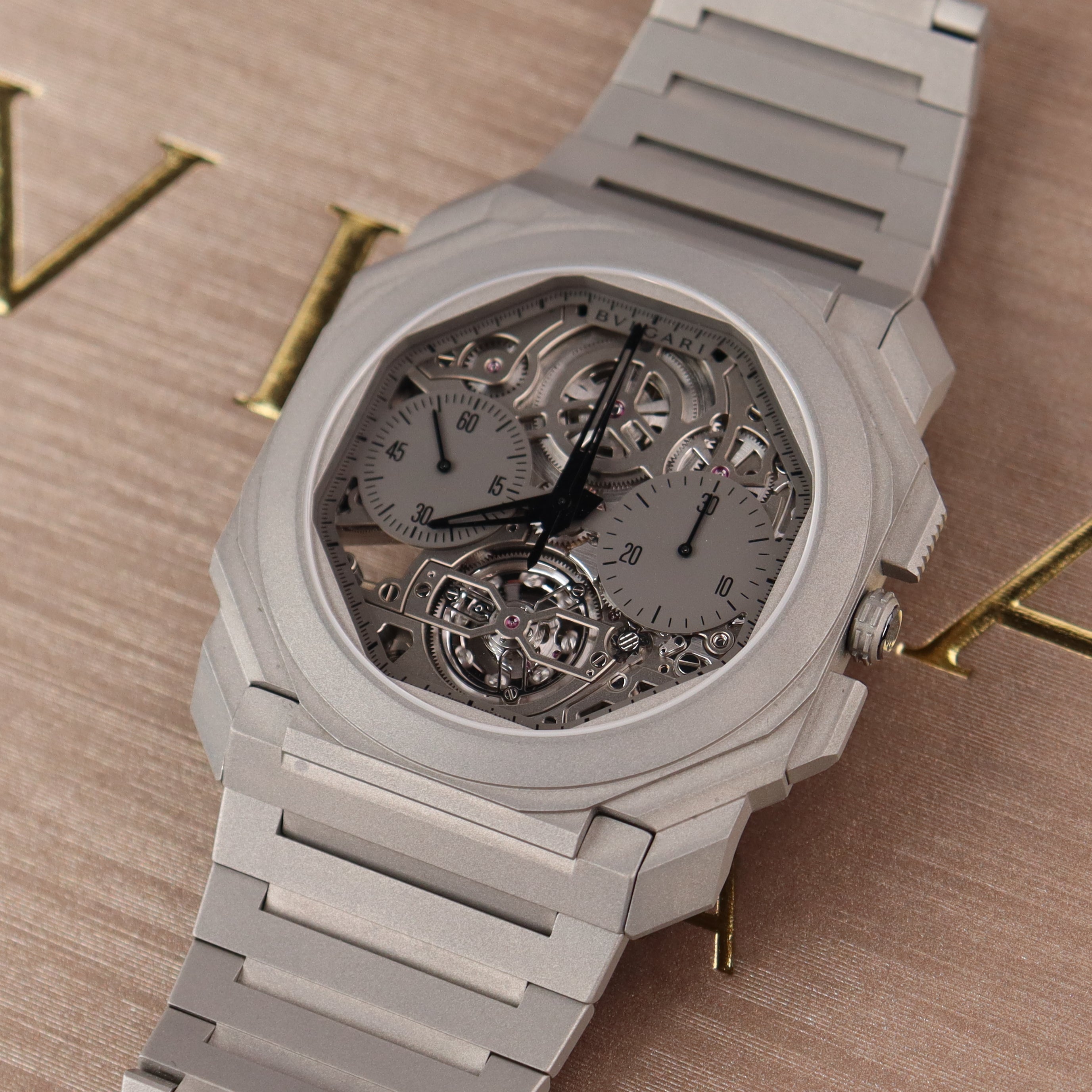 Bvlgari Octo 43mm Openwork Dial Watch Ref# 103295 - Happy Jewelers Fine Jewelry Lifetime Warranty