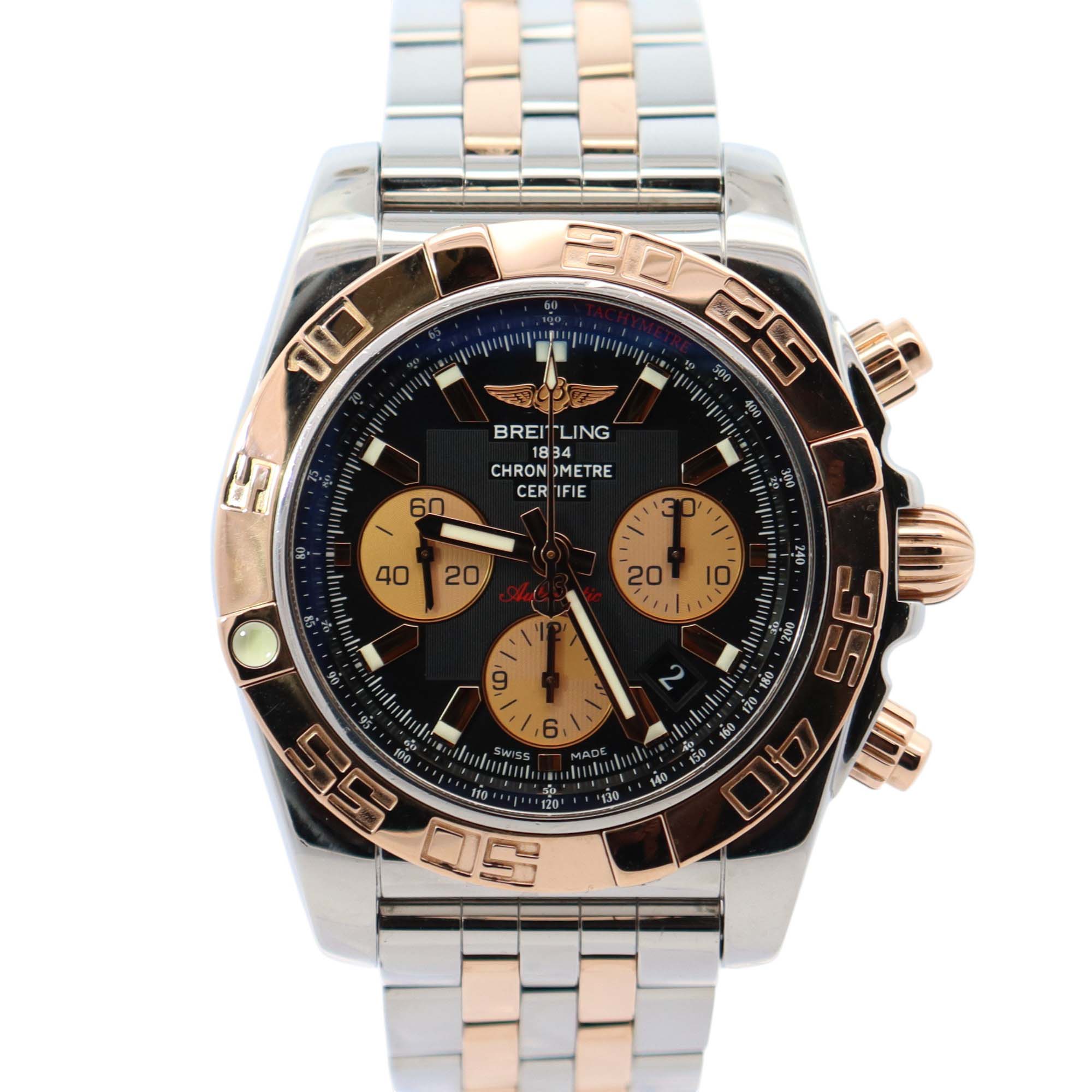 Breitling Chronomat 44mm Black Dial Watch Ref# CB0110 - Happy Jewelers Fine Jewelry Lifetime Warranty