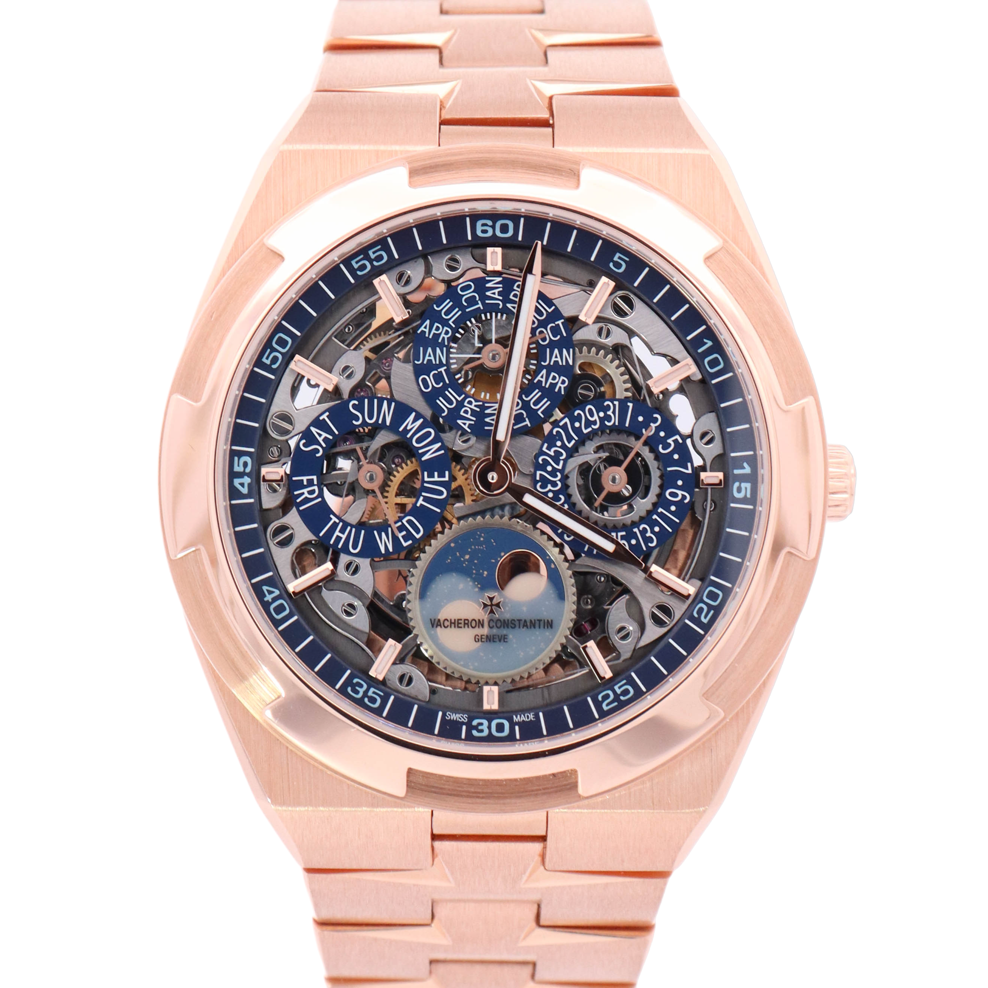 Vacheron Constantin Overseas Ultra Thin Perpetual Calendar 41.5mm Rose Gold Skeleton Dial Watch Reference# 4300V/120R-B547 - Happy Jewelers Fine Jewelry Lifetime Warranty