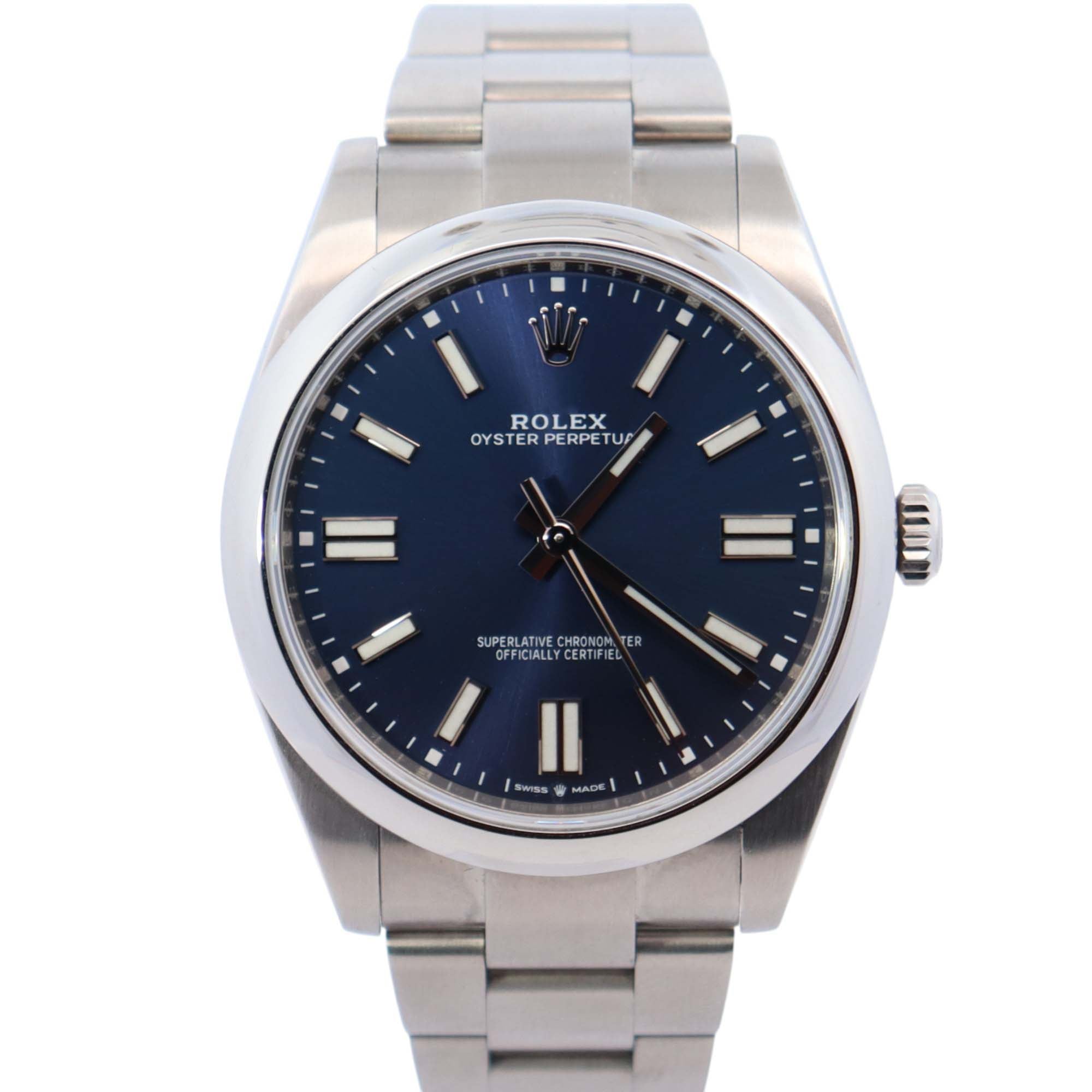 Rolex Oyster Perpetual 41mm Blue Dial Watch Ref# 124300 - Happy Jewelers Fine Jewelry Lifetime Warranty