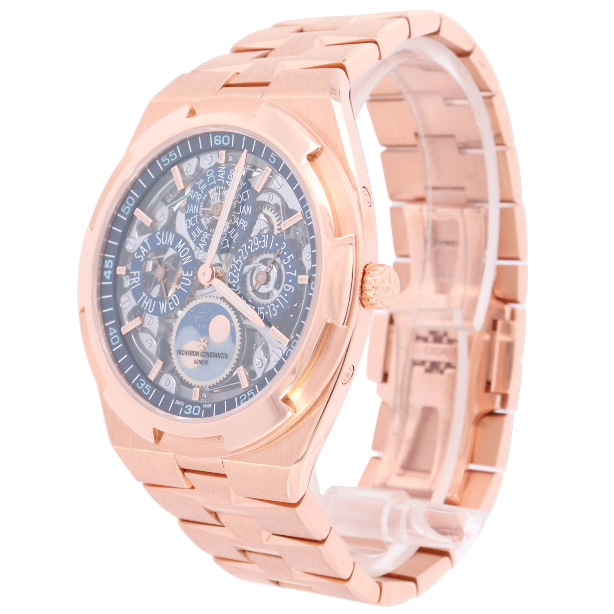 Vacheron Constantin Overseas Ultra Thin Perpetual Calendar 41.5mm Rose Gold Skeleton Dial Watch Reference# 4300V/120R-B547 - Happy Jewelers Fine Jewelry Lifetime Warranty