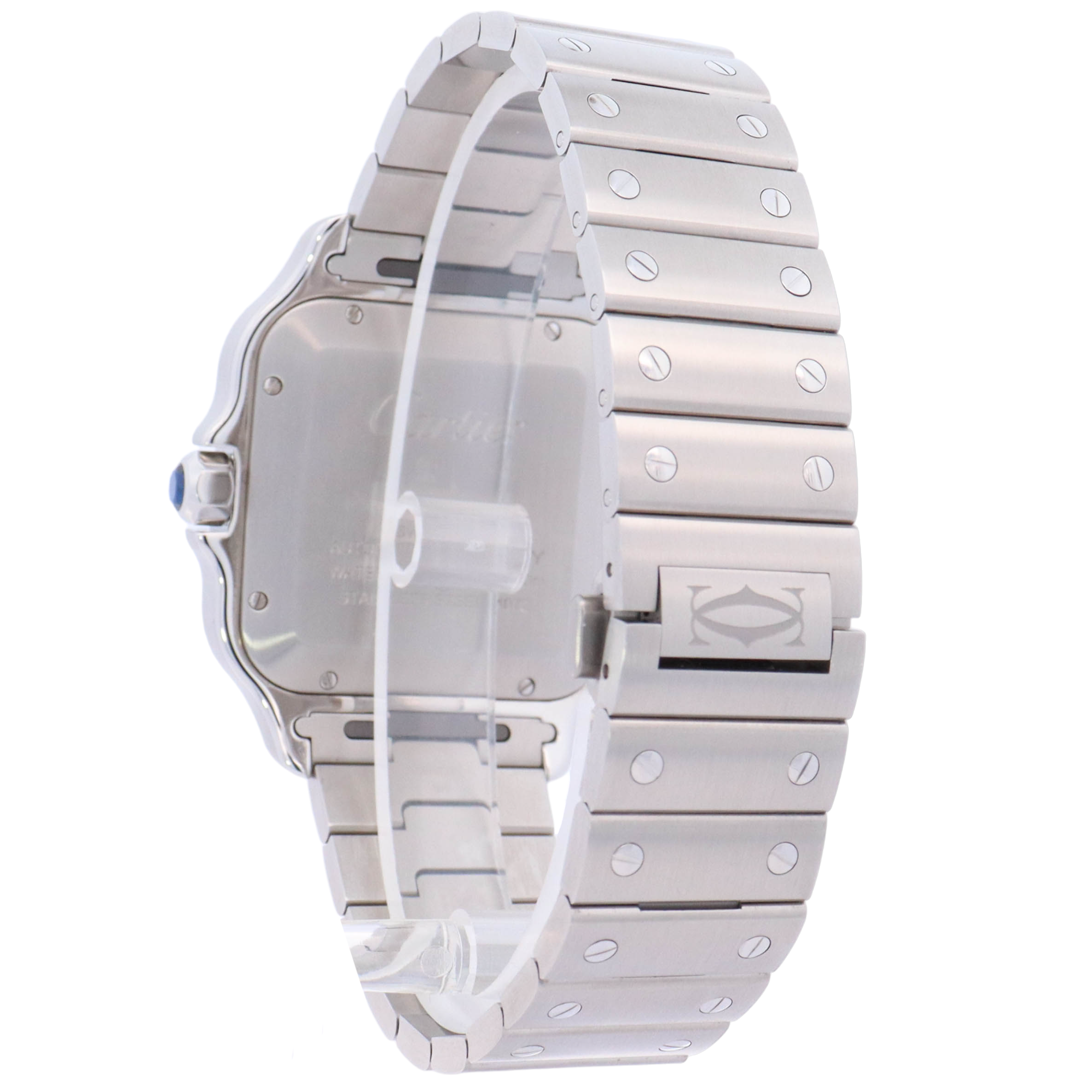 Cartier Santos 40mm Stainless Steel Green Roman Dial Watch Reference# WSSA0062 - Happy Jewelers Fine Jewelry Lifetime Warranty