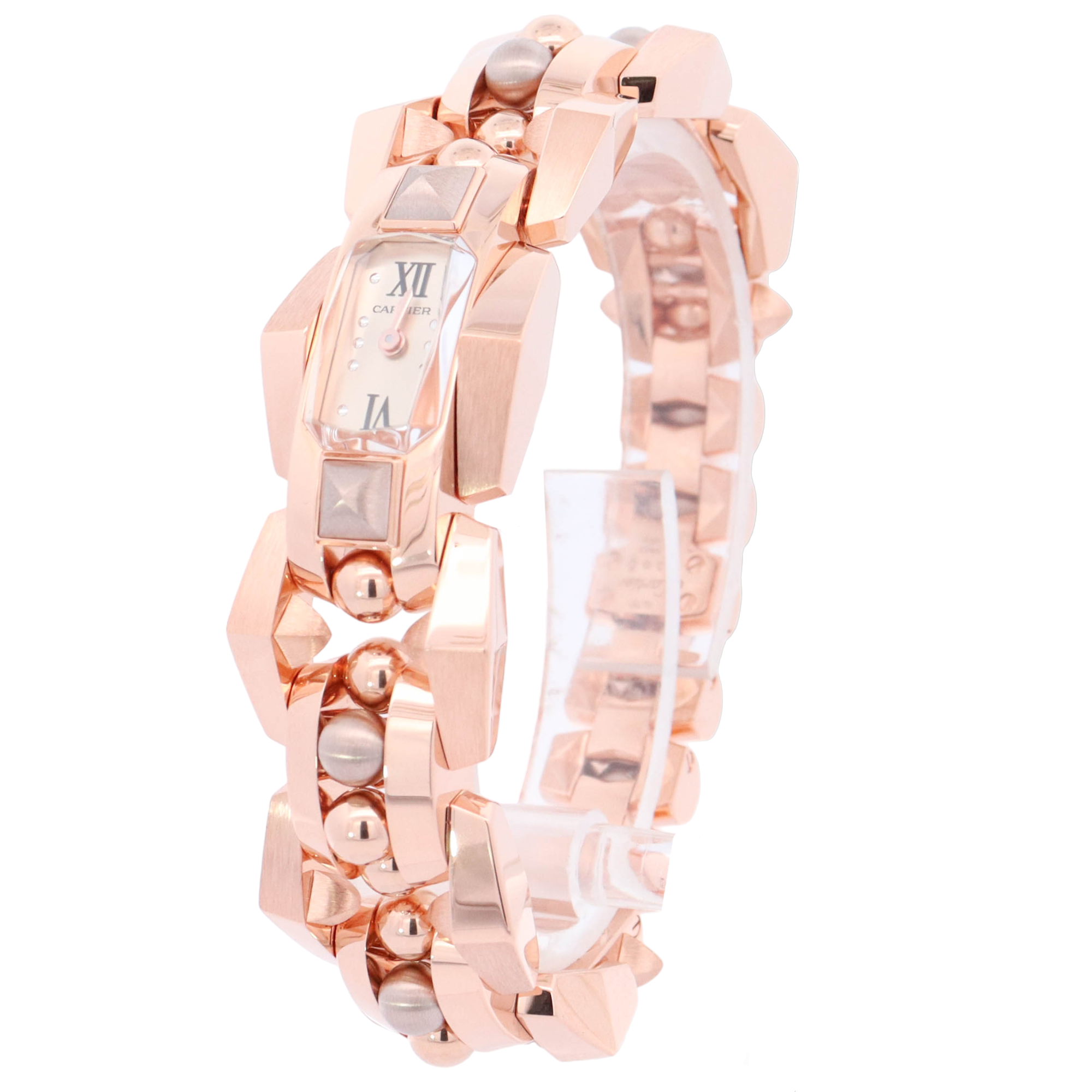 Cartier Clash Unlimited Rose & Purple Gold 18.4 mm x 32.8 mm White Roman Dial Watch Reference# WGMB0003 - Happy Jewelers Fine Jewelry Lifetime Warranty