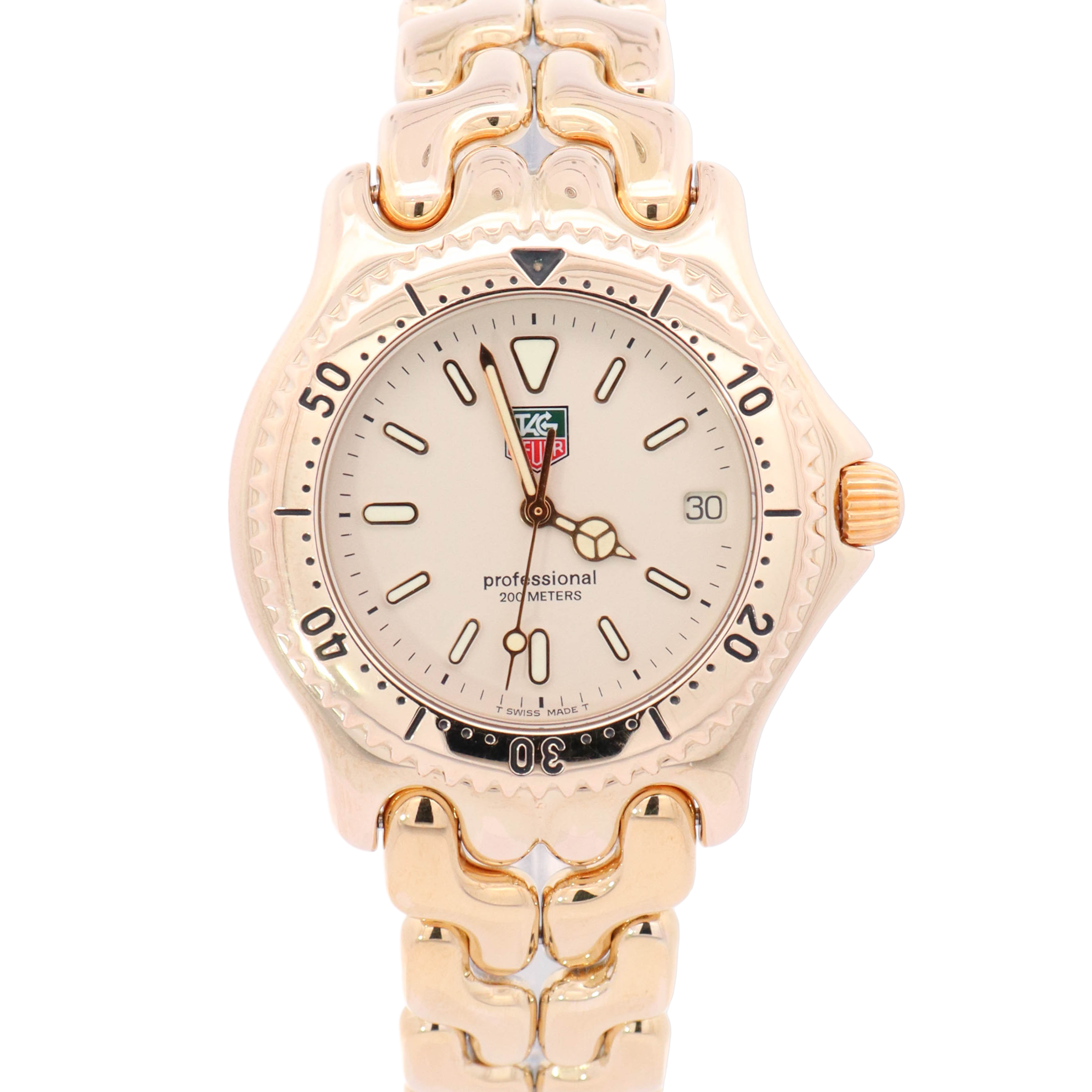 TAG Heuer Professional 37mm Gold Plated Stainless Steel Ivory Stick Dial Watch Reference# S94.006 - Happy Jewelers Fine Jewelry Lifetime Warranty