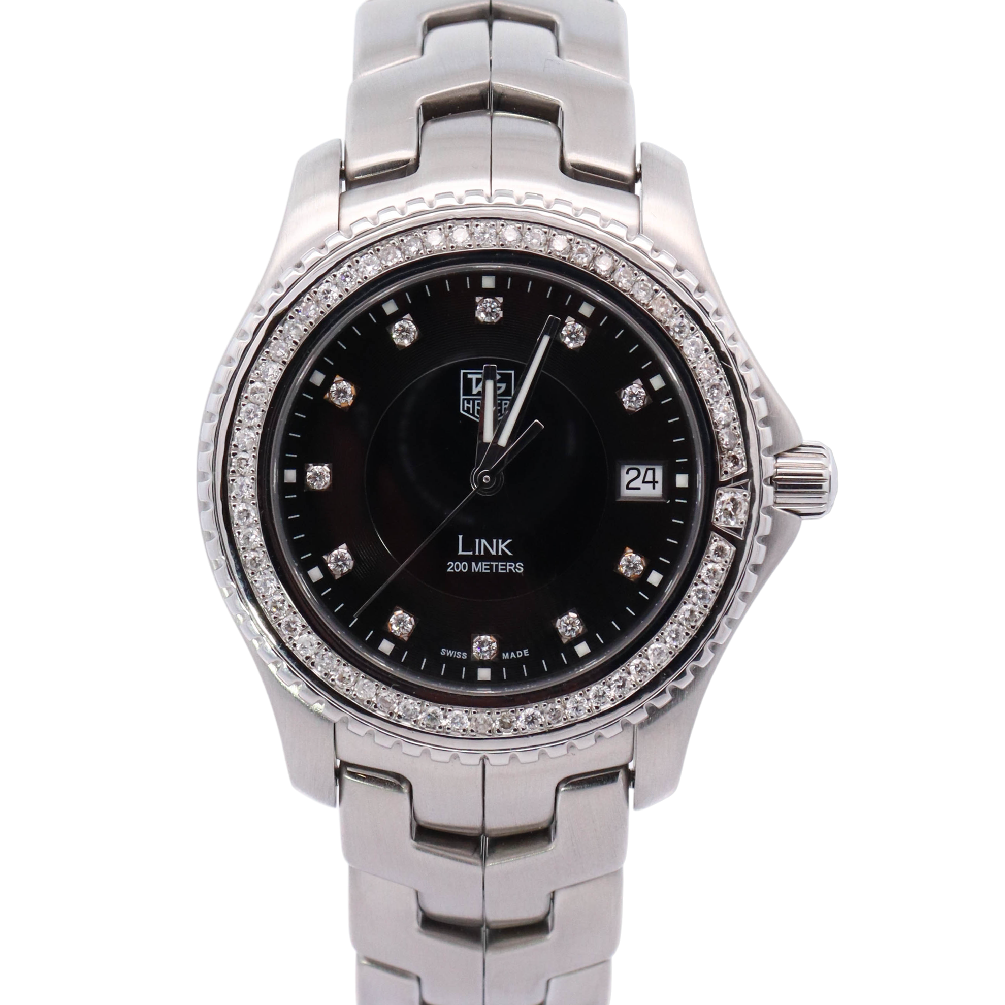 TAG Heuer Link 39mm Stainless Steel Diamond Dial Watch Reference# WJ1117.BA0570 - Happy Jewelers Fine Jewelry Lifetime Warranty