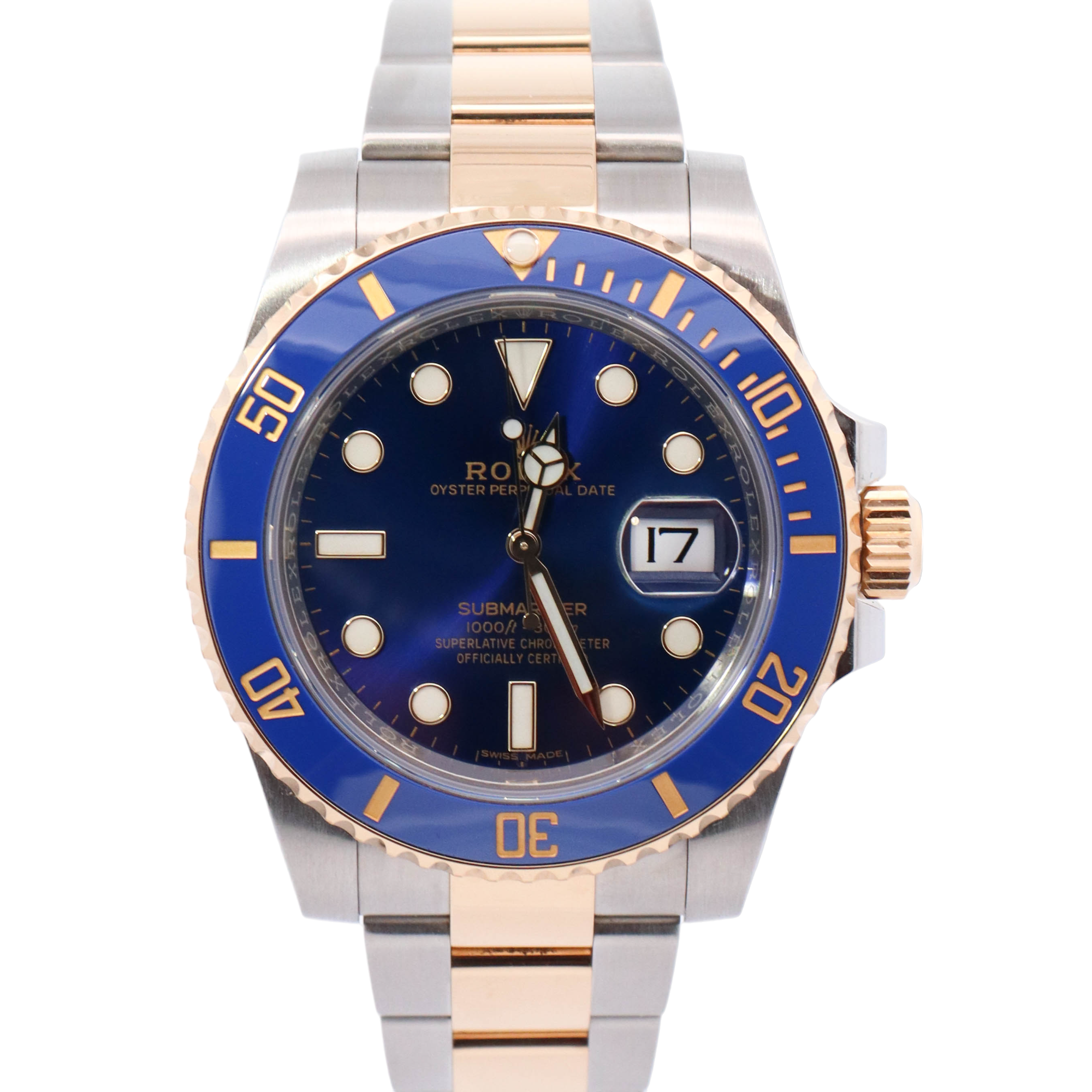 Rolex Submariner Date 40mm Yellow Gold & Stainless Steel Blue Dot Dial Watch Reference# 116613LB - Happy Jewelers Fine Jewelry Lifetime Warranty