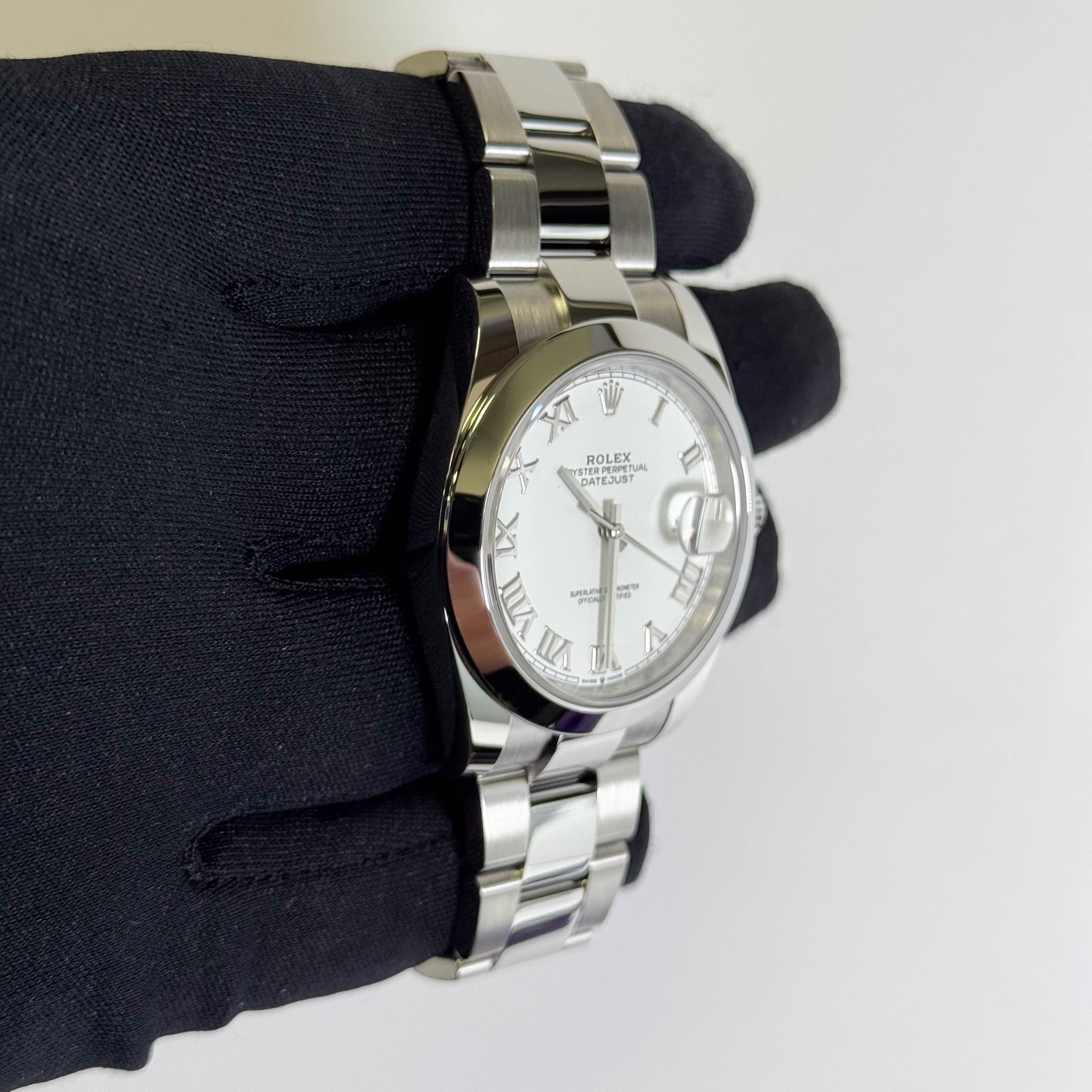 Rolex Datejust 41mm White Roman Dial Watch Ref# 126300 - Happy Jewelers Fine Jewelry Lifetime Warranty
