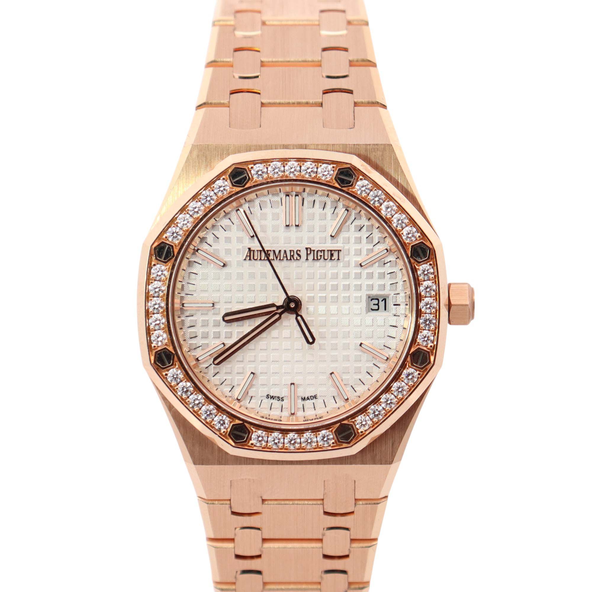 Audemars Piguet Royal Oak 34mm Silver Dial Watch Ref# 77451OR.ZZ.1361OR.03 - Happy Jewelers Fine Jewelry Lifetime Warranty