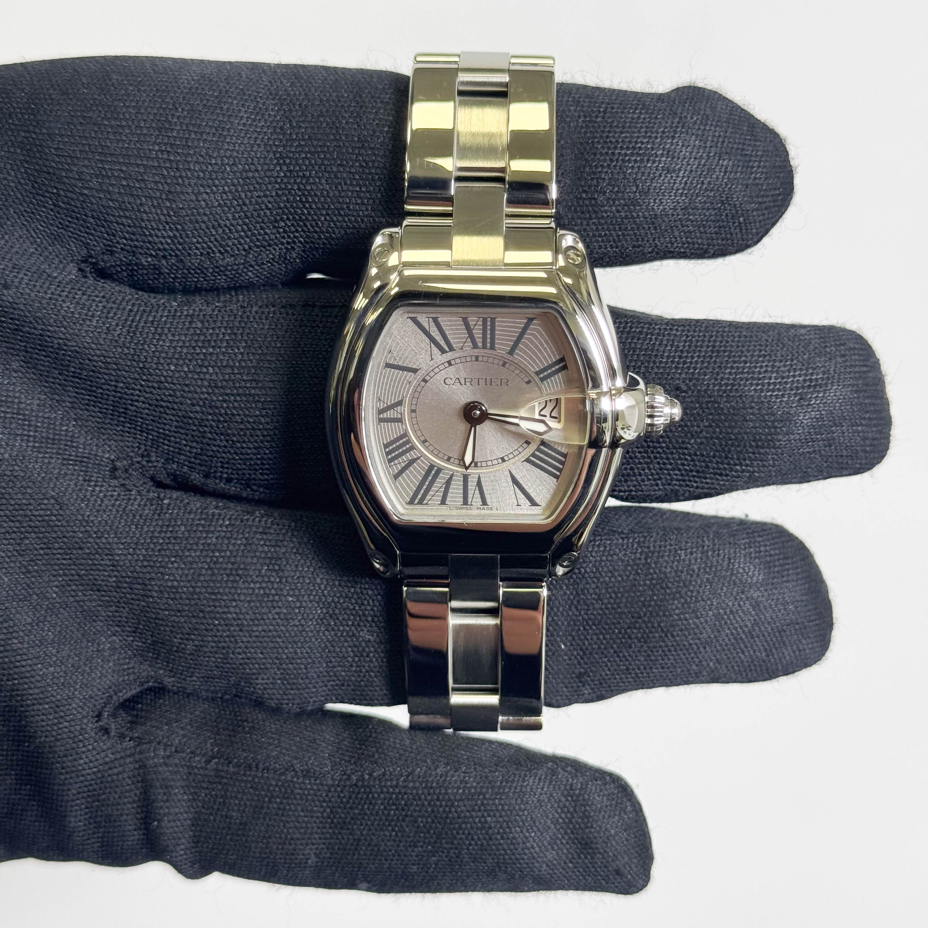 Cartier Roadster Stainless Steel 31mm Silver Dial Watch Ref# W62016V3 - Happy Jewelers Fine Jewelry Lifetime Warranty