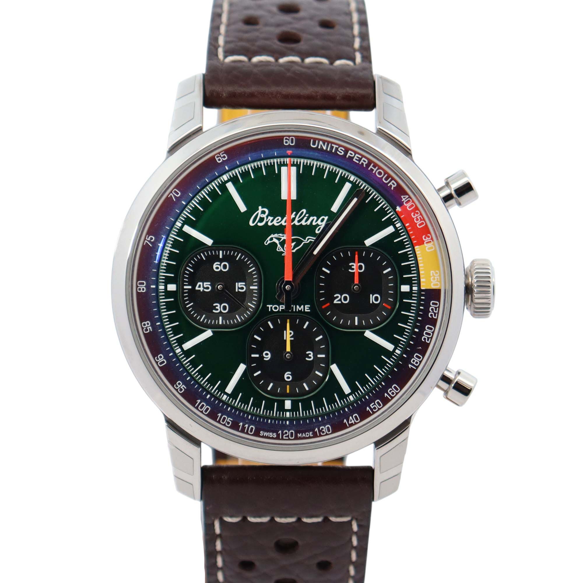 Breitling Top Time 41mm Green Dial Watch Ref# AB0176 - Happy Jewelers Fine Jewelry Lifetime Warranty