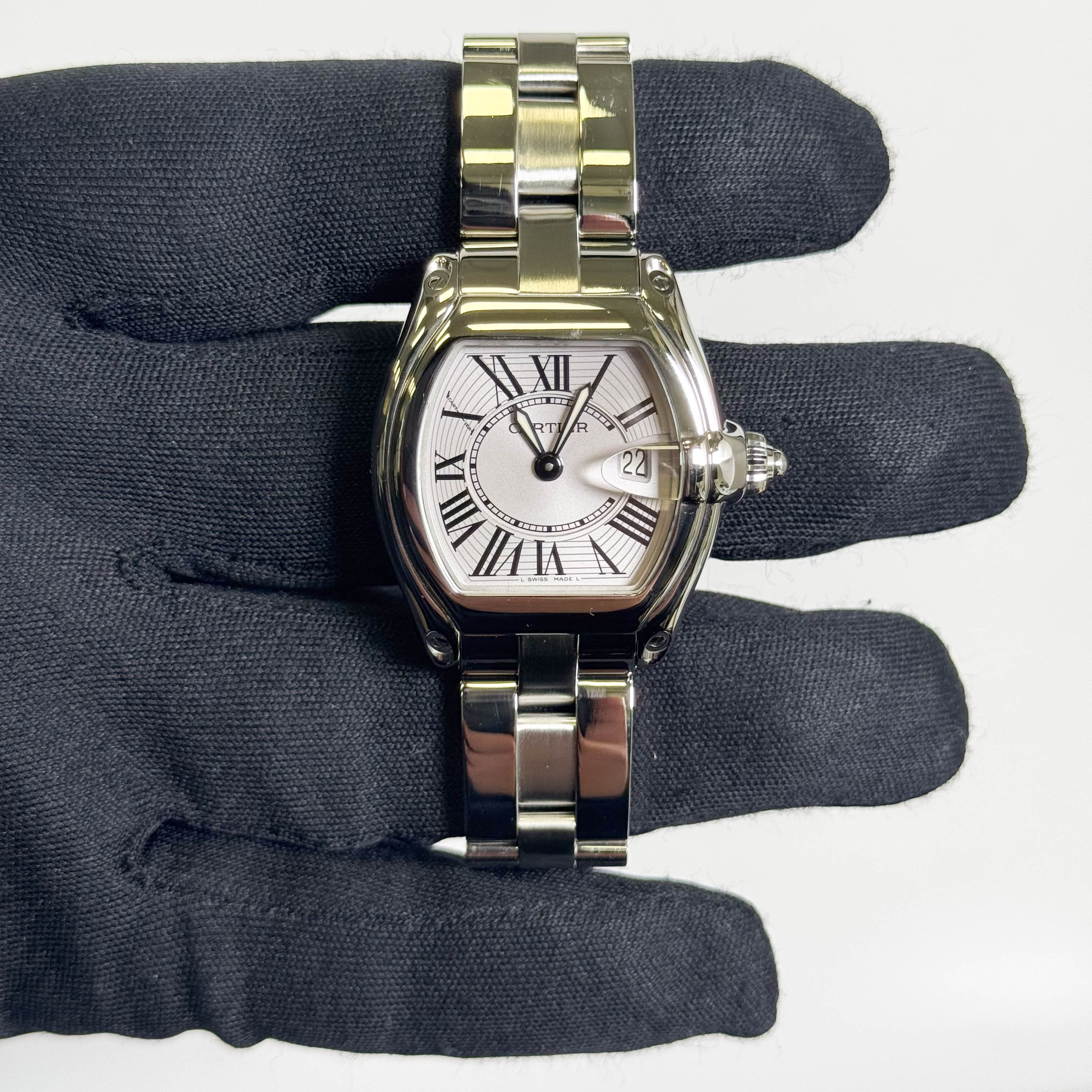 Cartier Roadster Stainless Steel 31mm Silver Dial Watch Ref# W62016V3 - Happy Jewelers Fine Jewelry Lifetime Warranty