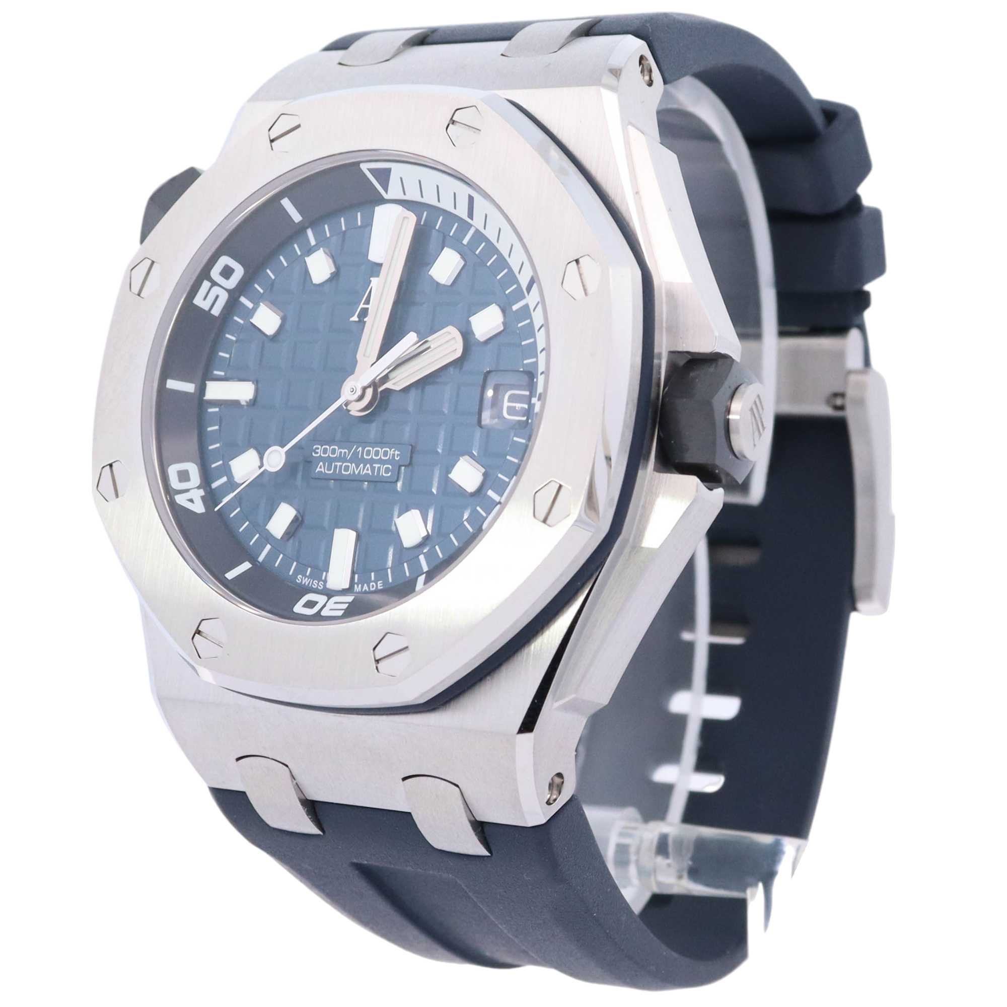 Audemars Piguet Royal Oak Offshore 42mm Stainless Steel Blue Stick Dial Watch Reference# 15720ST.OO.A027CA.01 - Happy Jewelers Fine Jewelry Lifetime Warranty