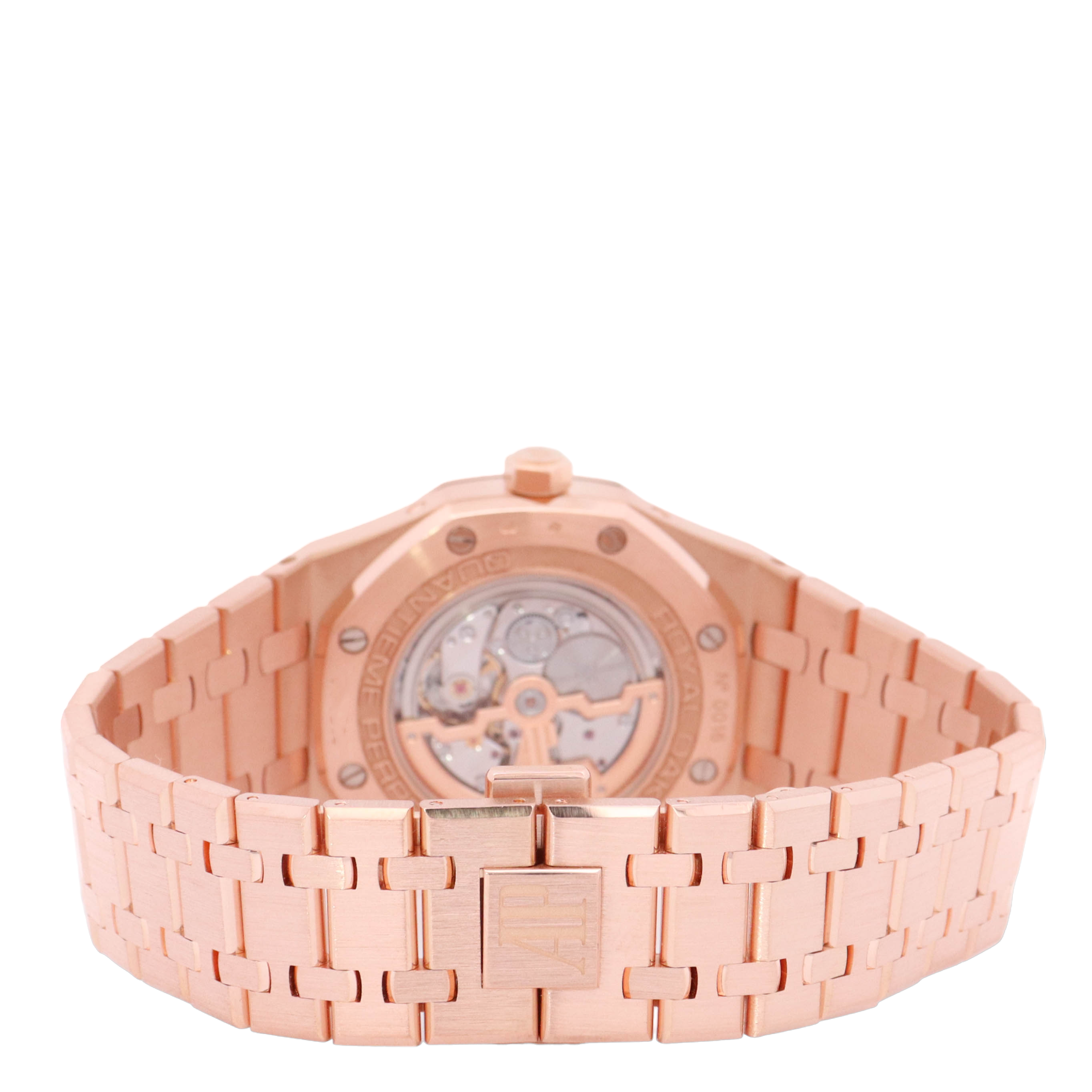 Audemars Piguet Royal Oak Perpetual Calendar 41mm Rose Gold Blue "Grande Tapisserie" Stick Dial Watch Reference# 26574OR.OO.1220OR.03 - Happy Jewelers Fine Jewelry Lifetime Warranty