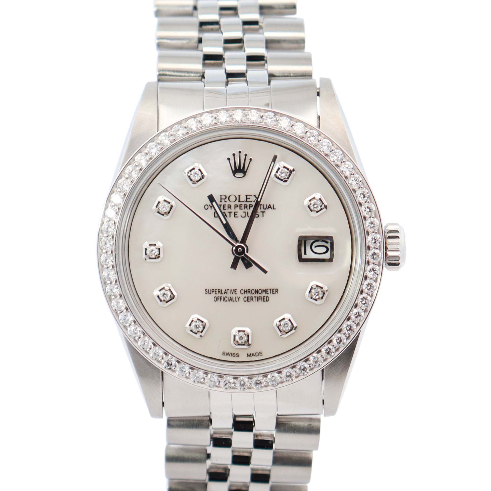 Rolex Datejust 36mm MOP Dial Watch Ref# 1600 - Happy Jewelers Fine Jewelry Lifetime Warranty