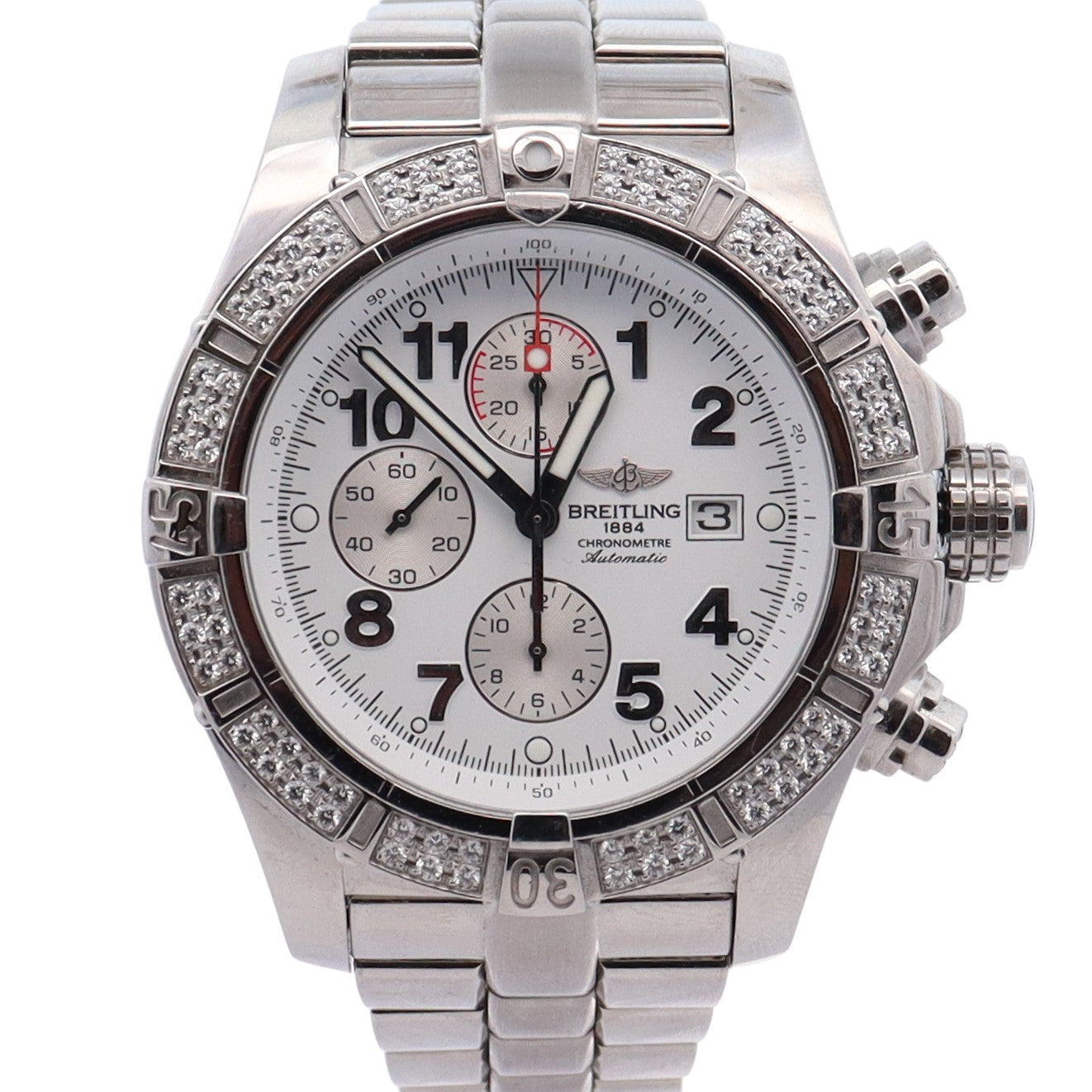 Breitling Super Avenger 48mm White Dial Watch Ref# A13370 – Happy
