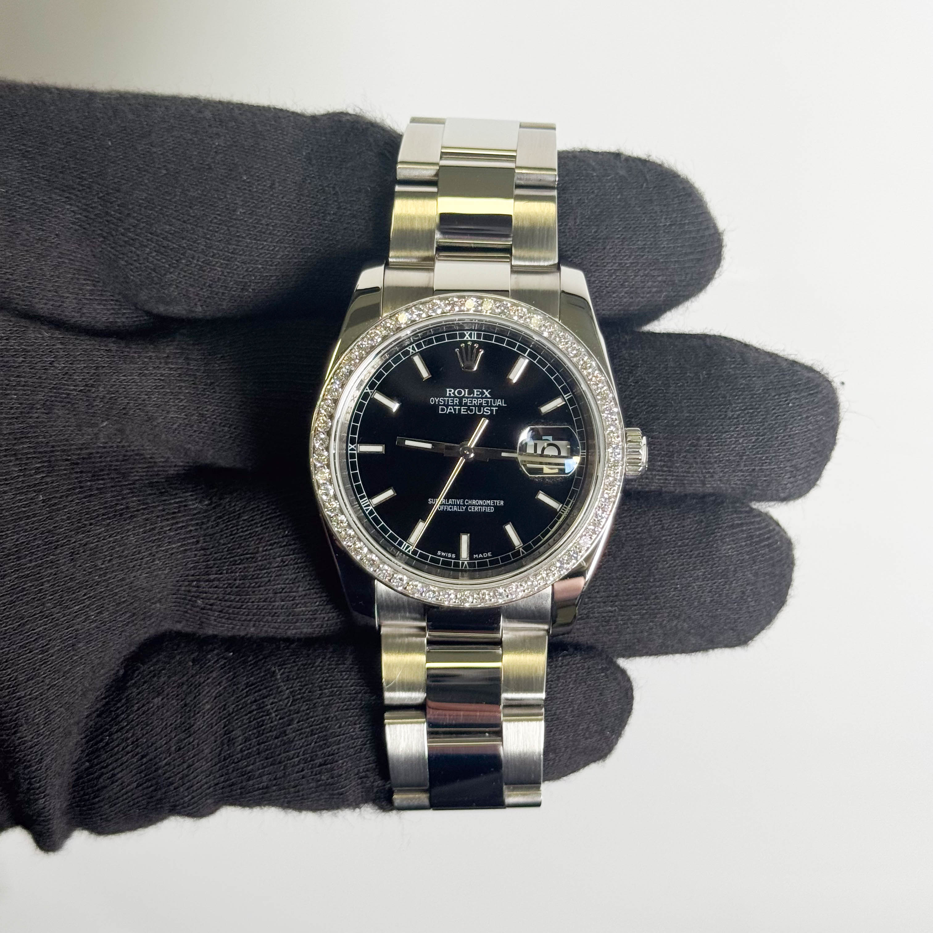 Rolex Datejust 36mm Black Stick Dial Watch Ref# 116200