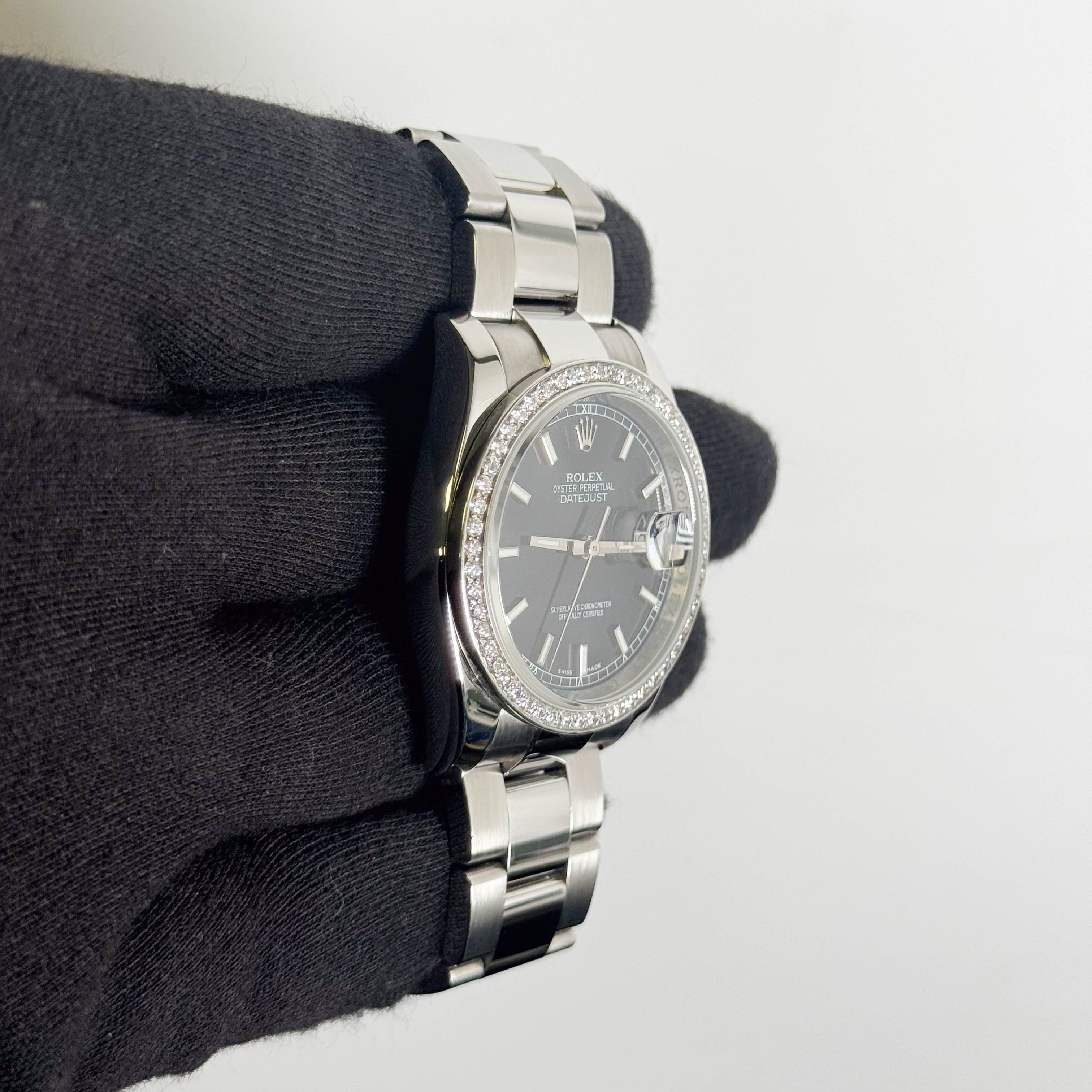 Rolex Datejust 36mm Black Stick Dial Watch Ref# 116200