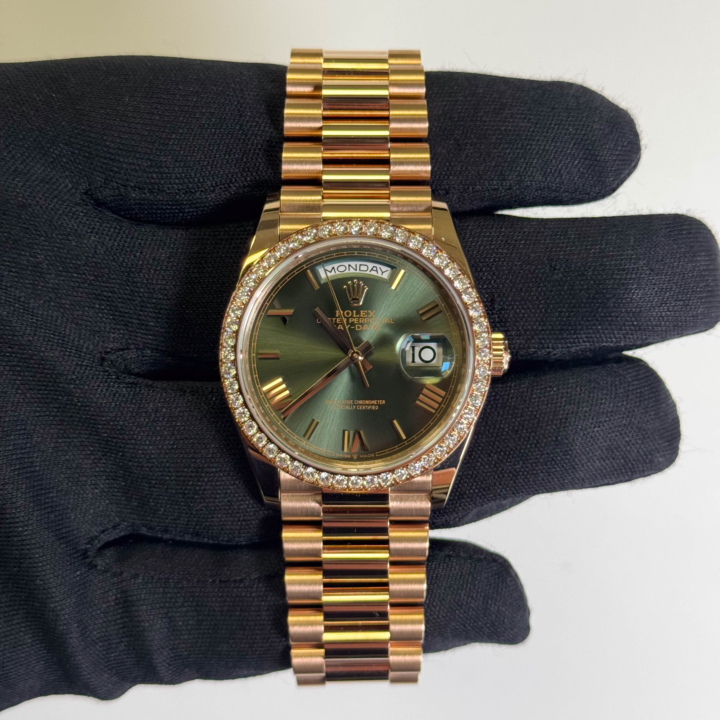 Rolex Day-Date 36mm Olive Dial Watch Ref# 128345RBR