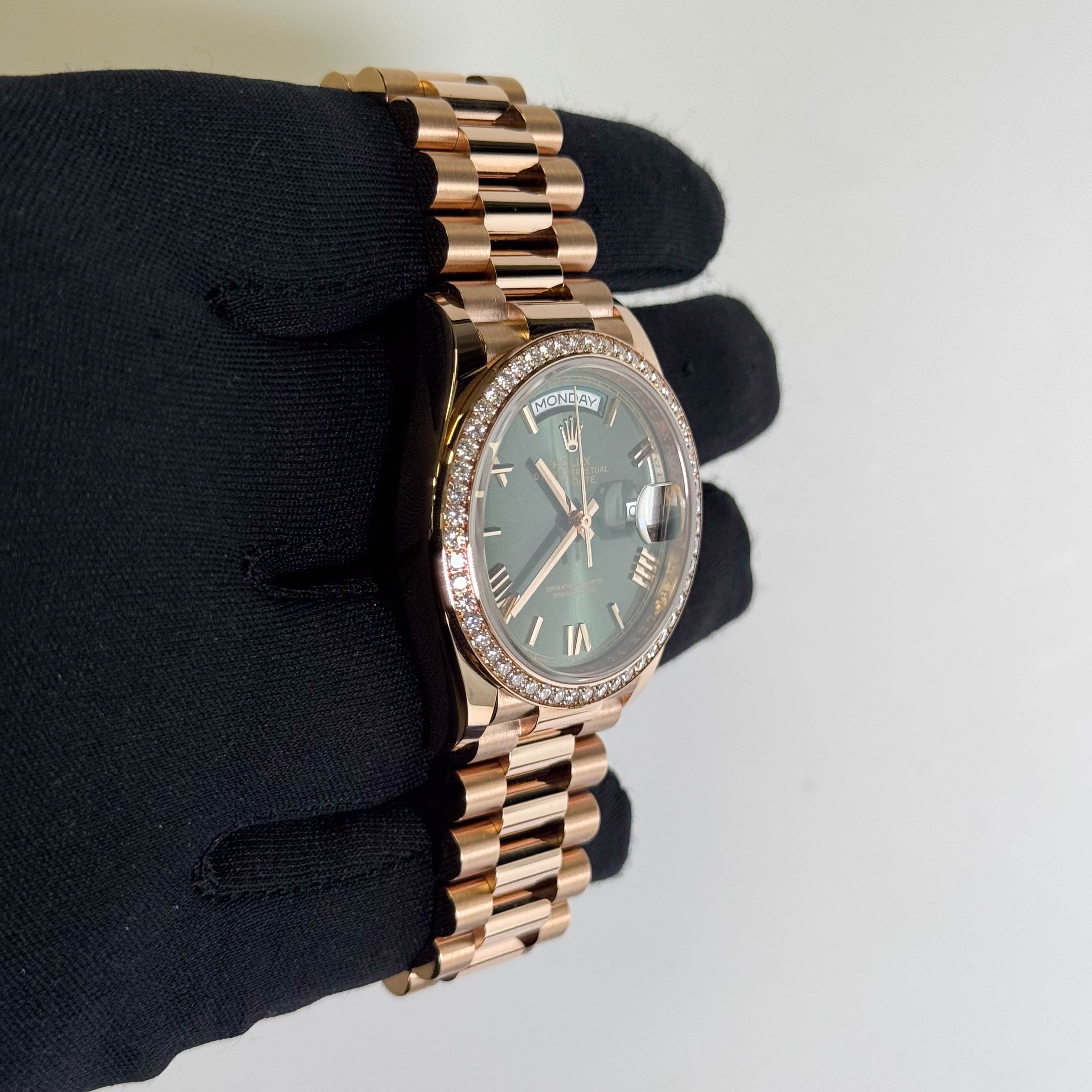 Rolex Day-Date 36mm Olive Dial Watch Ref# 128345RBR