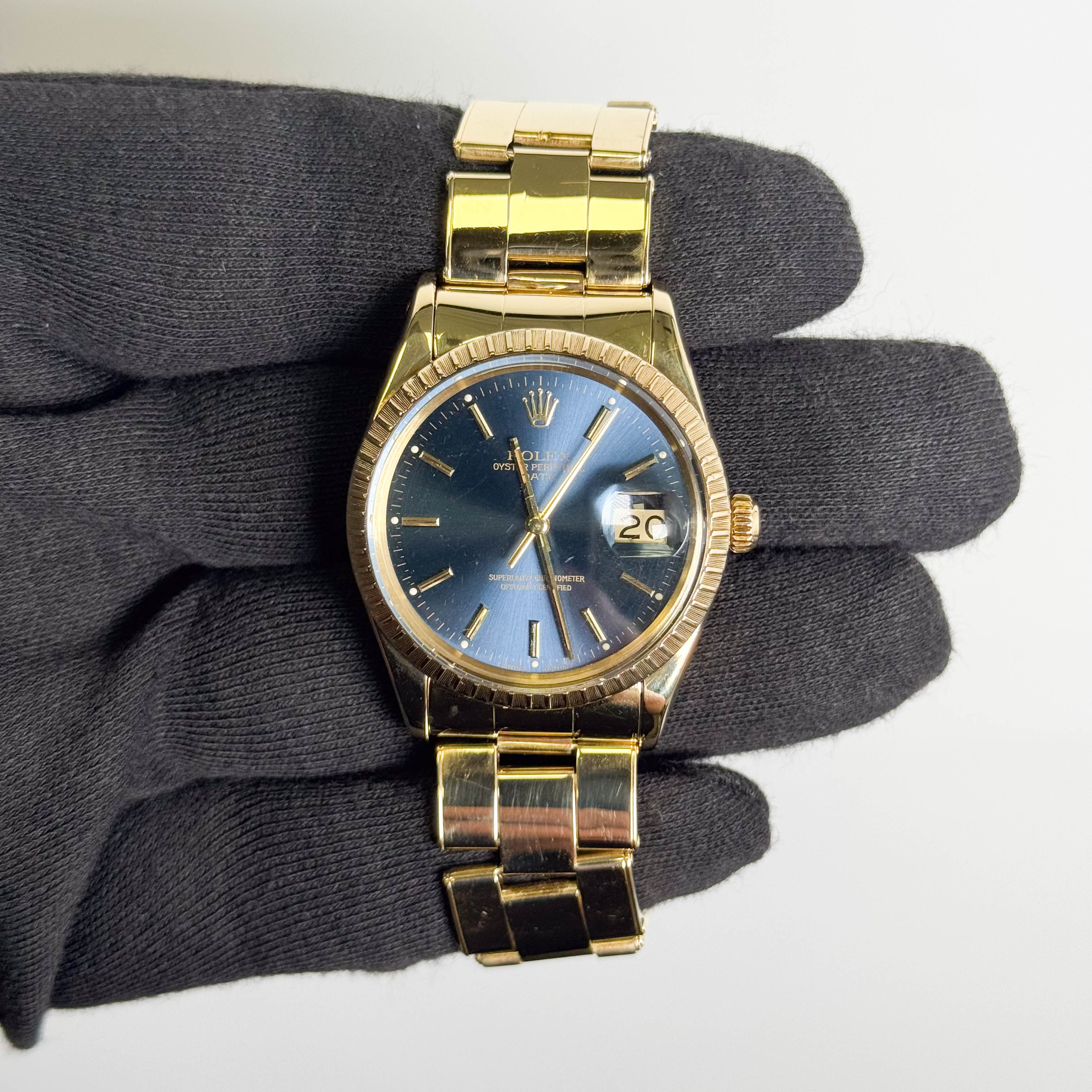 Rolex Date 34mm Blue Dial Watch Ref# 15007