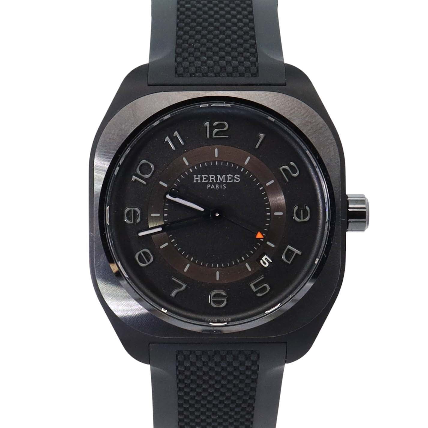 Hermes H08 42mm Black Dial Watch Ref# W049433WW00 - Happy Jewelers Fine Jewelry Lifetime Warranty
