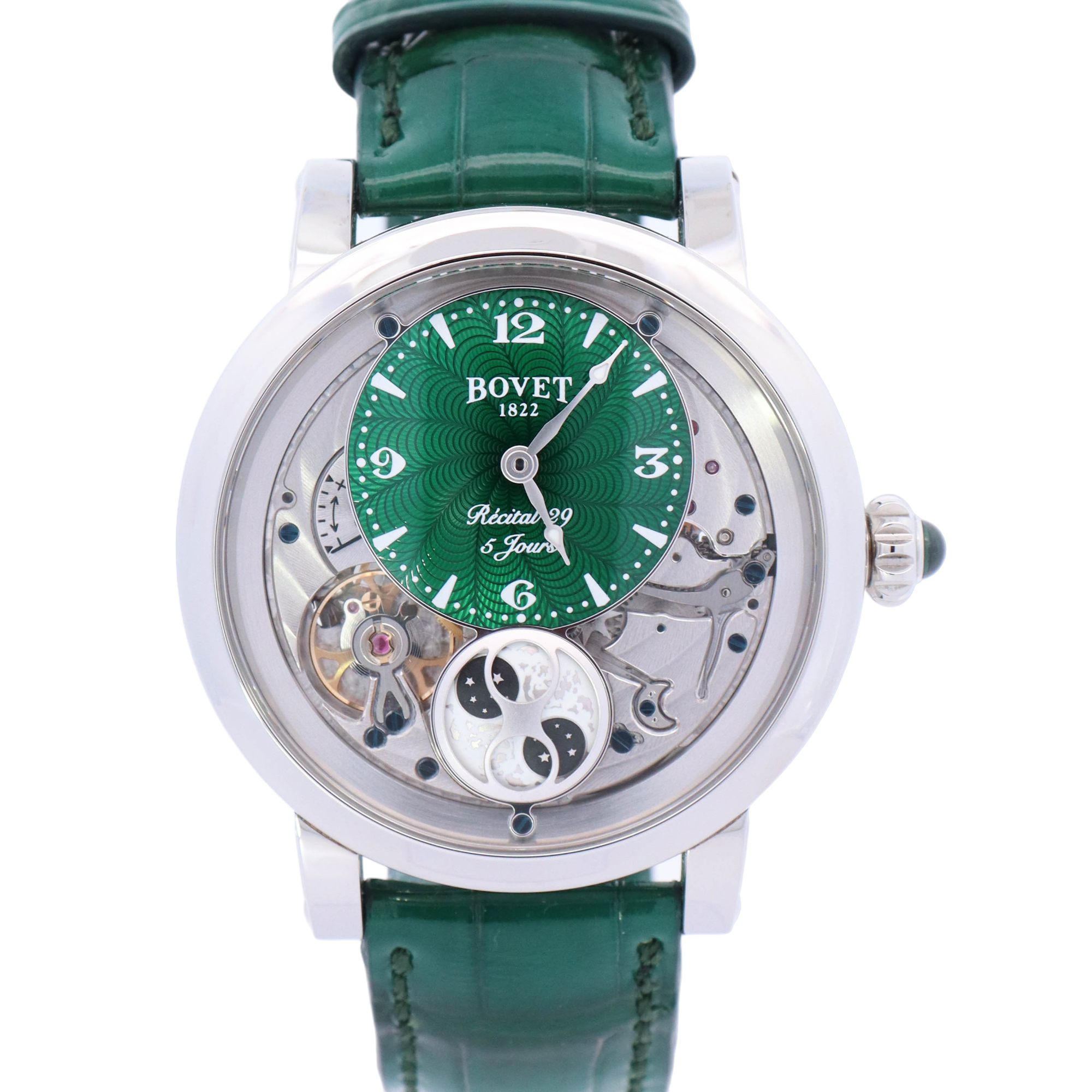 Bovet Rectical 28 42mm Stainless Steel Green Stick & Arabic Dial Watch Reference# R290001 - Happy Jewelers Fine Jewelry Lifetime Warranty