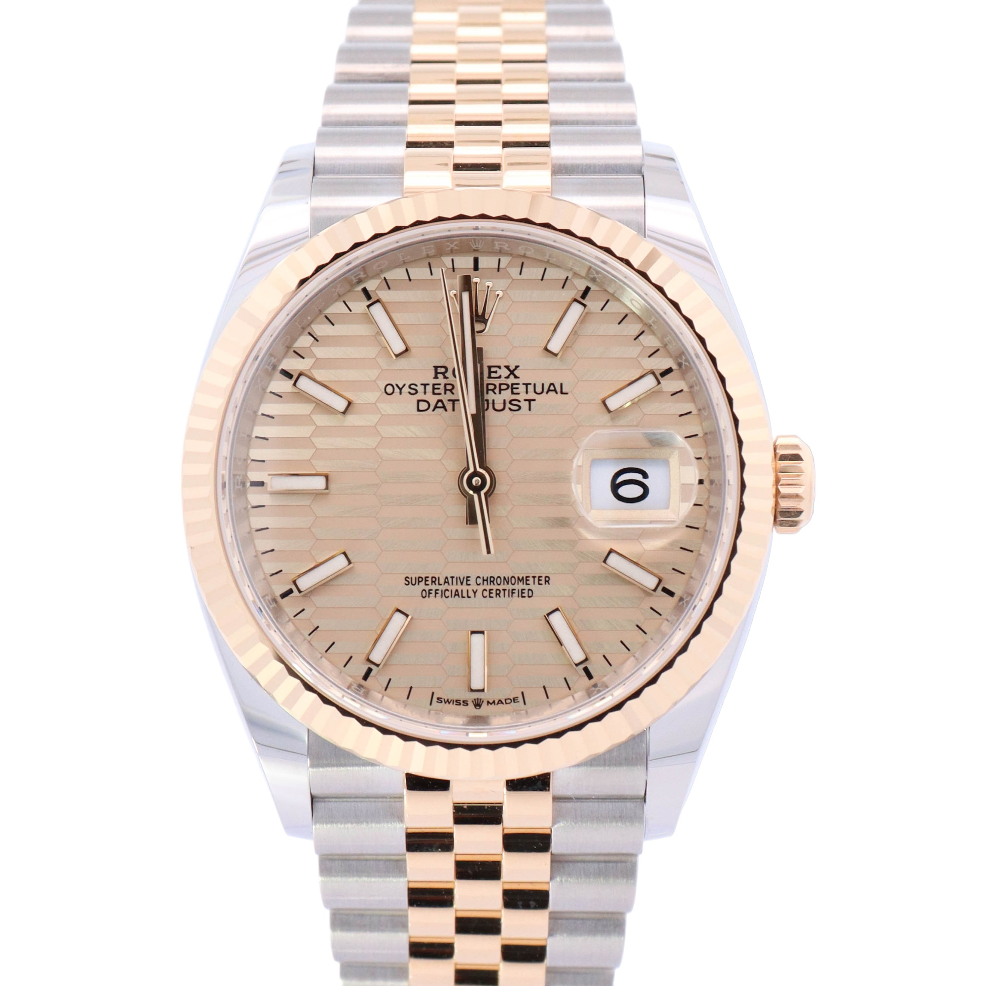 Rolex Datejust 36mm Yellow Gold & Stainless Steel Champagne Fluted Motif Dial Watch Reference# 126233 - Happy Jewelers Fine Jewelry Lifetime Warranty